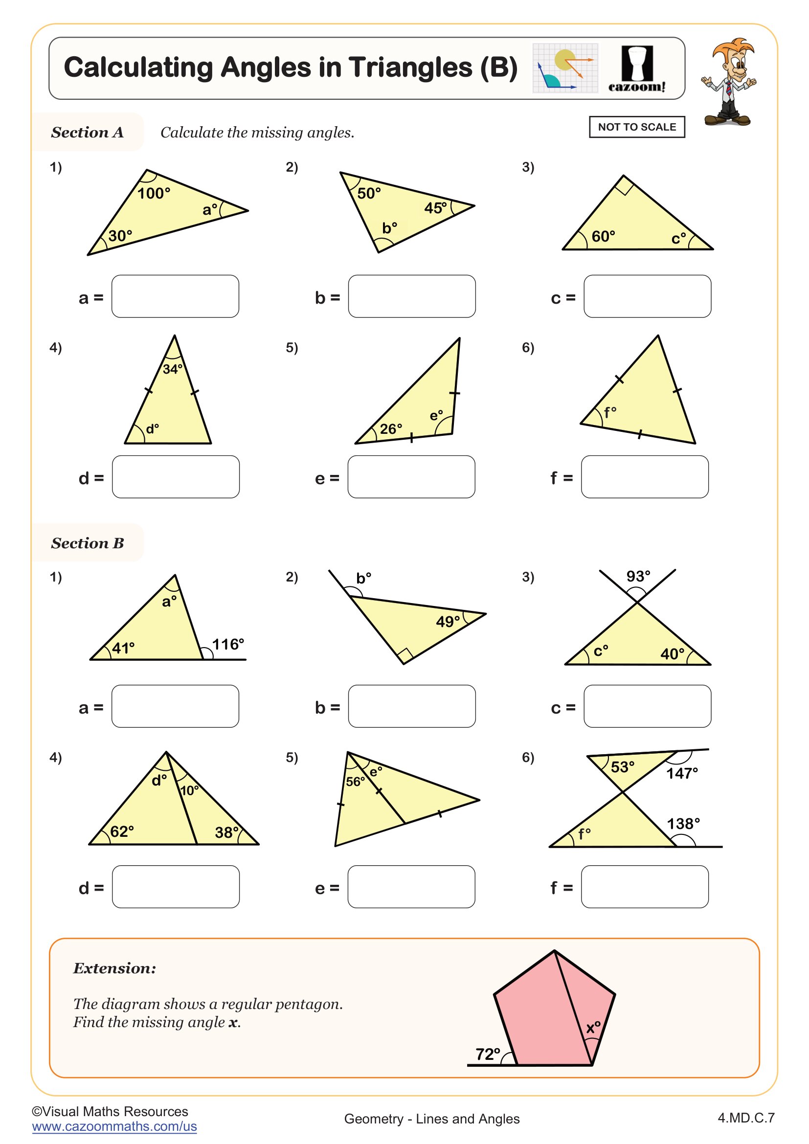 Preview of Calculating Angles in Triangles (A)