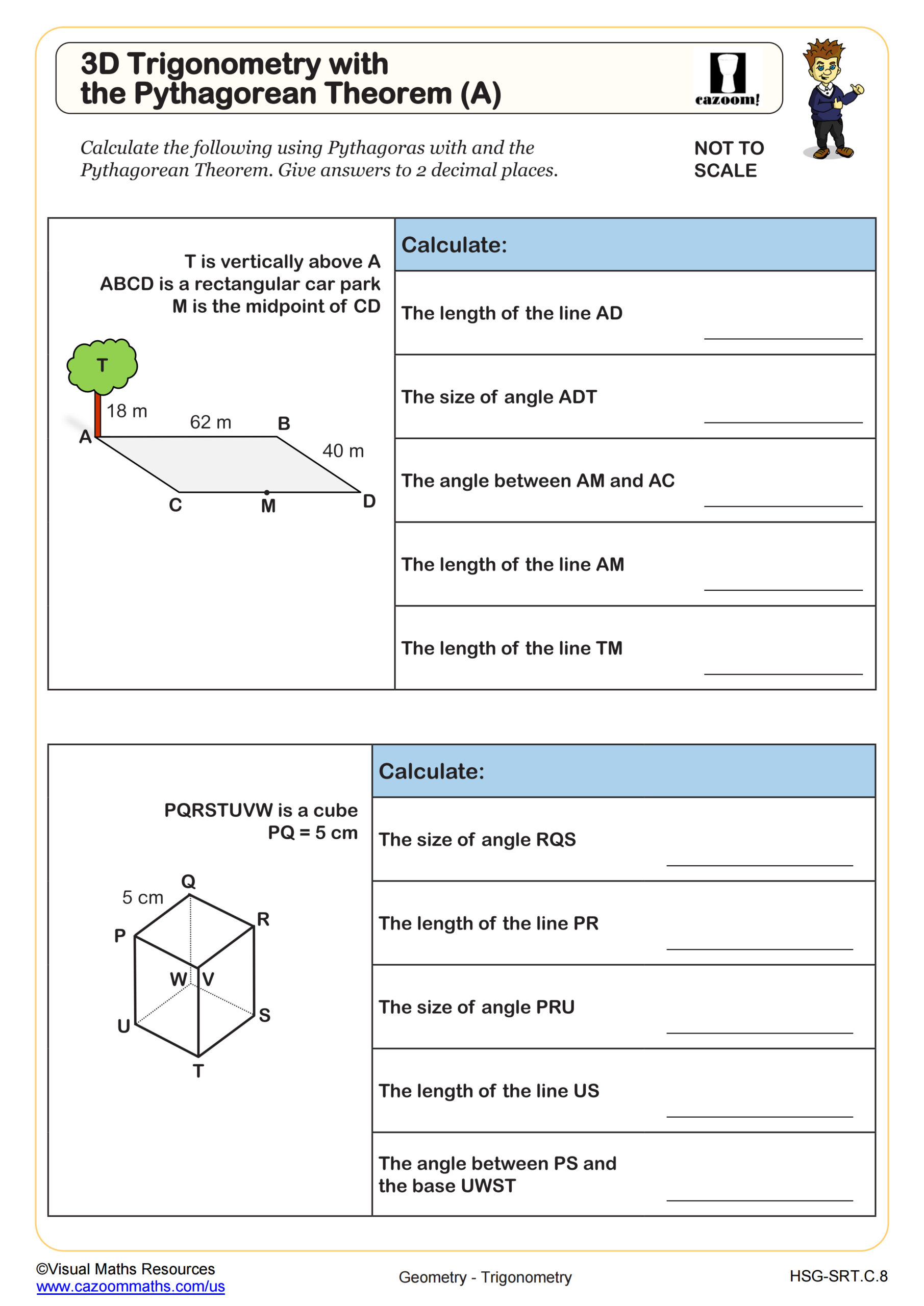 Preview of 3D Trigonometry with the Pythagorean Theorem (A)