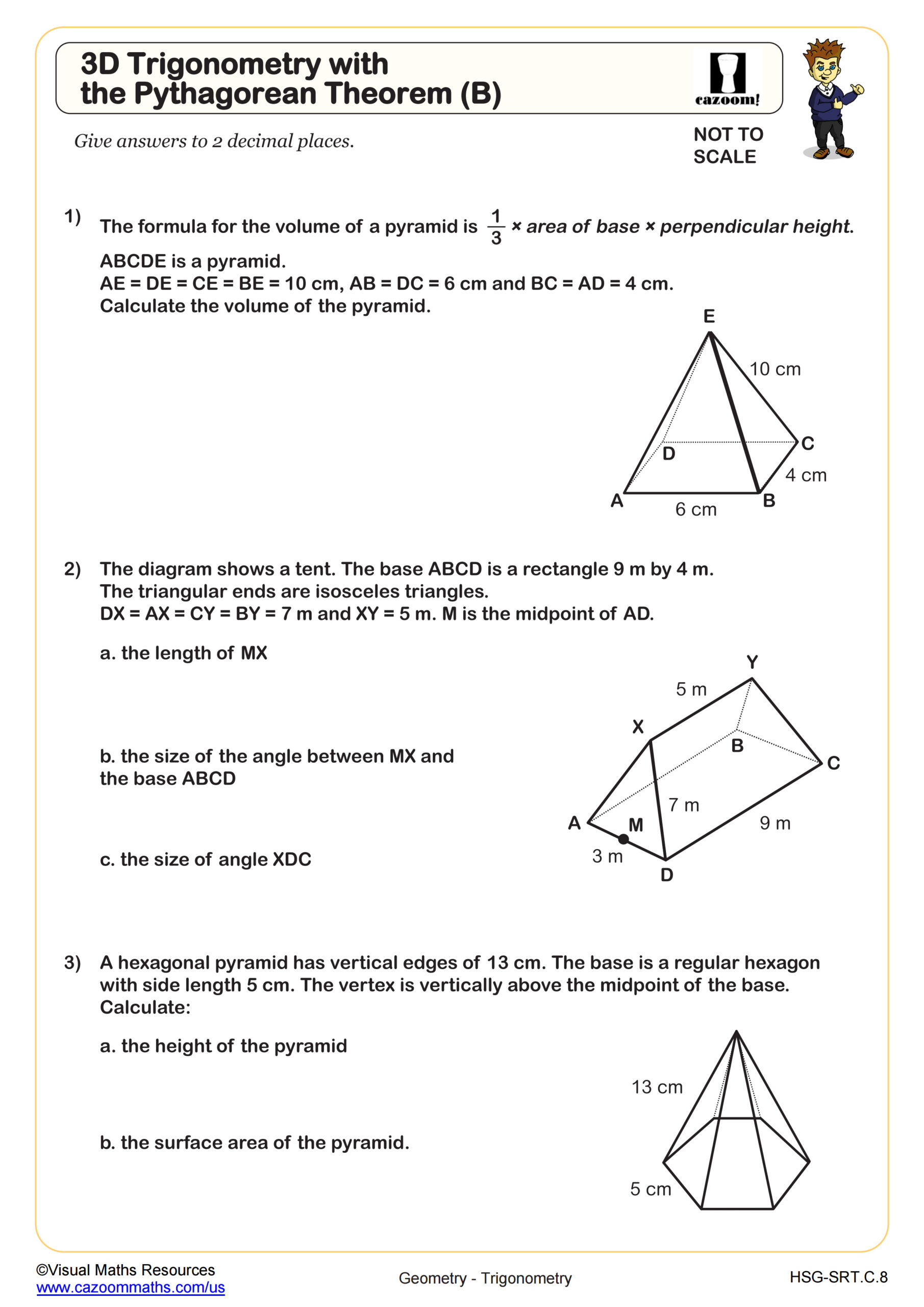 Preview of 3D Trigonometry with the Pythagorean Theorem (B)