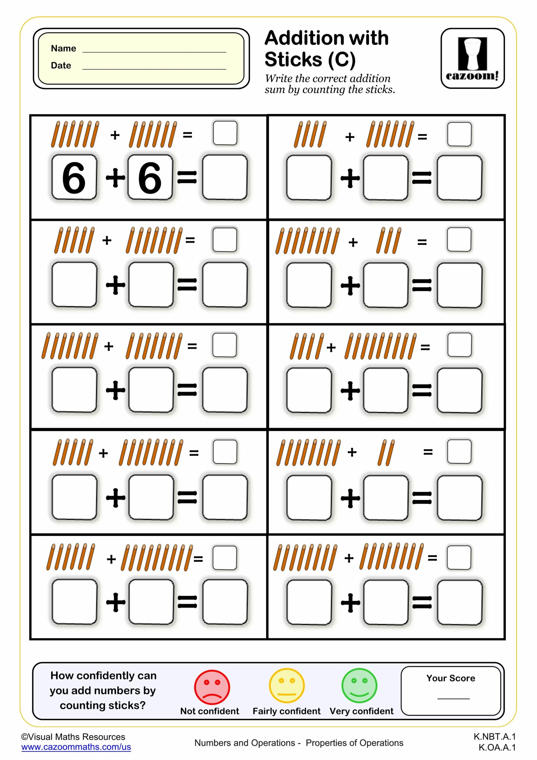 Adding With Sticks C Worksheet Scaled