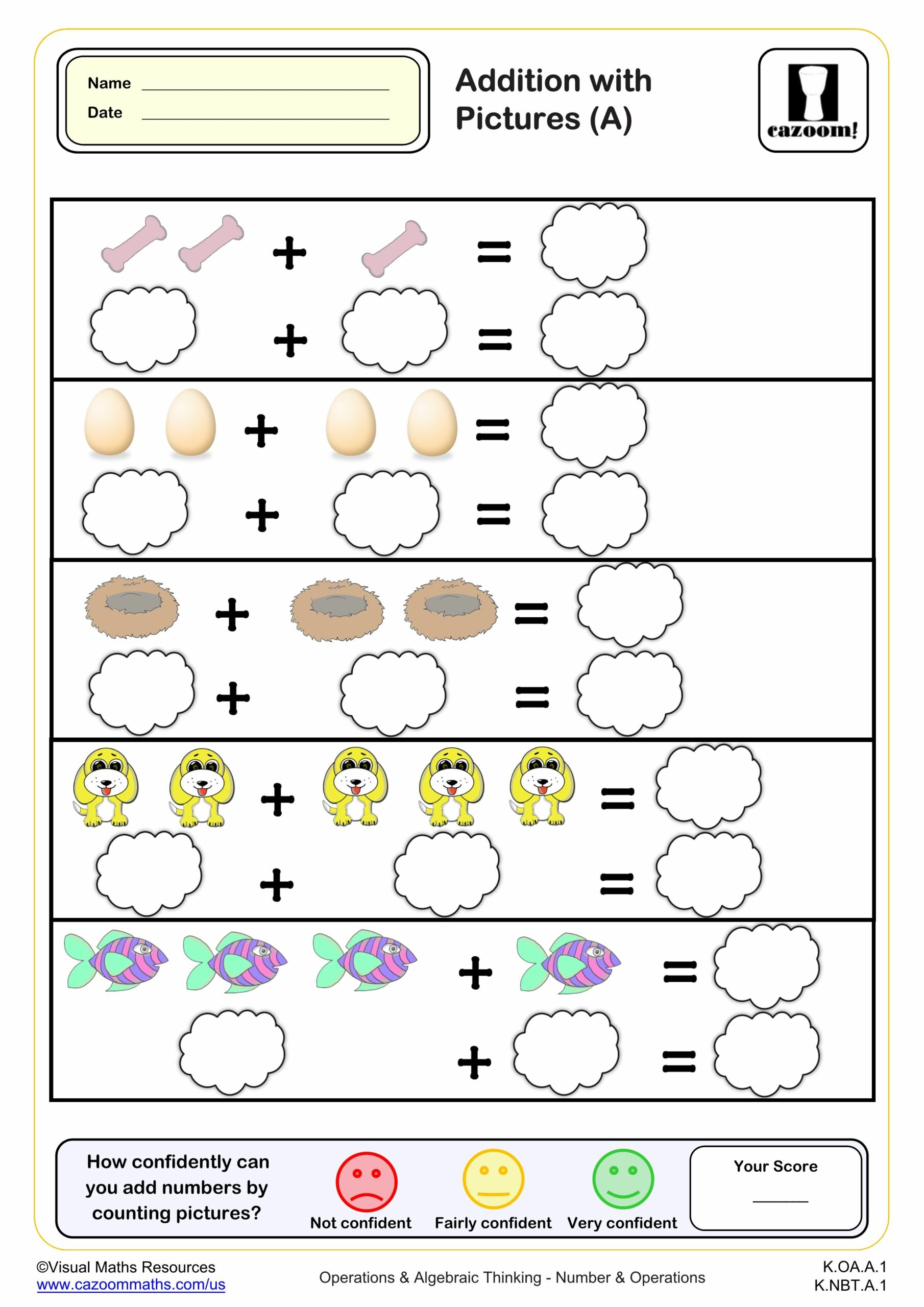 Elementary School Addition with Visual Aids Worksheets | PDF Printable ...