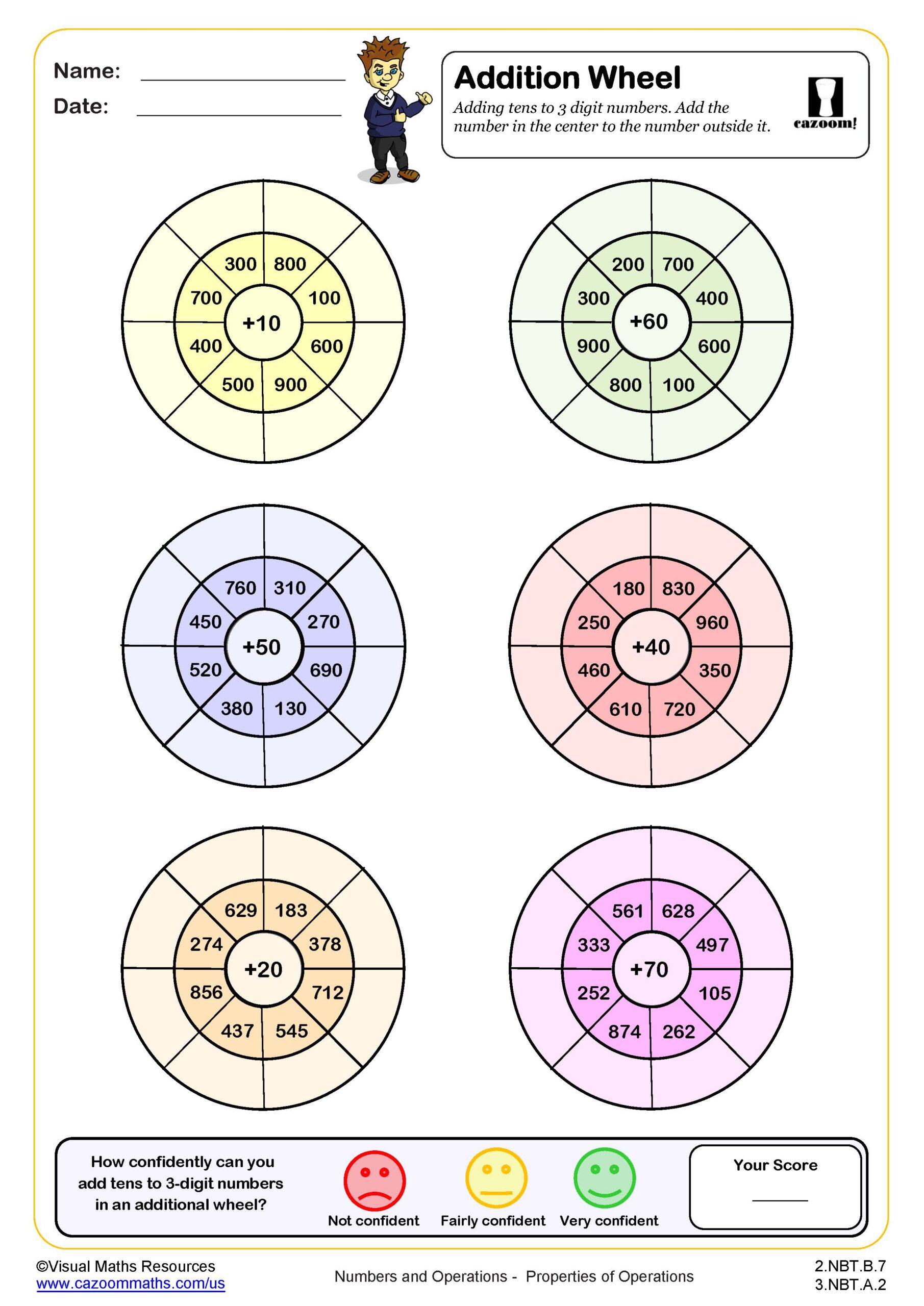Preview of Addition Wheels (adding tens to 3 digit numbers)