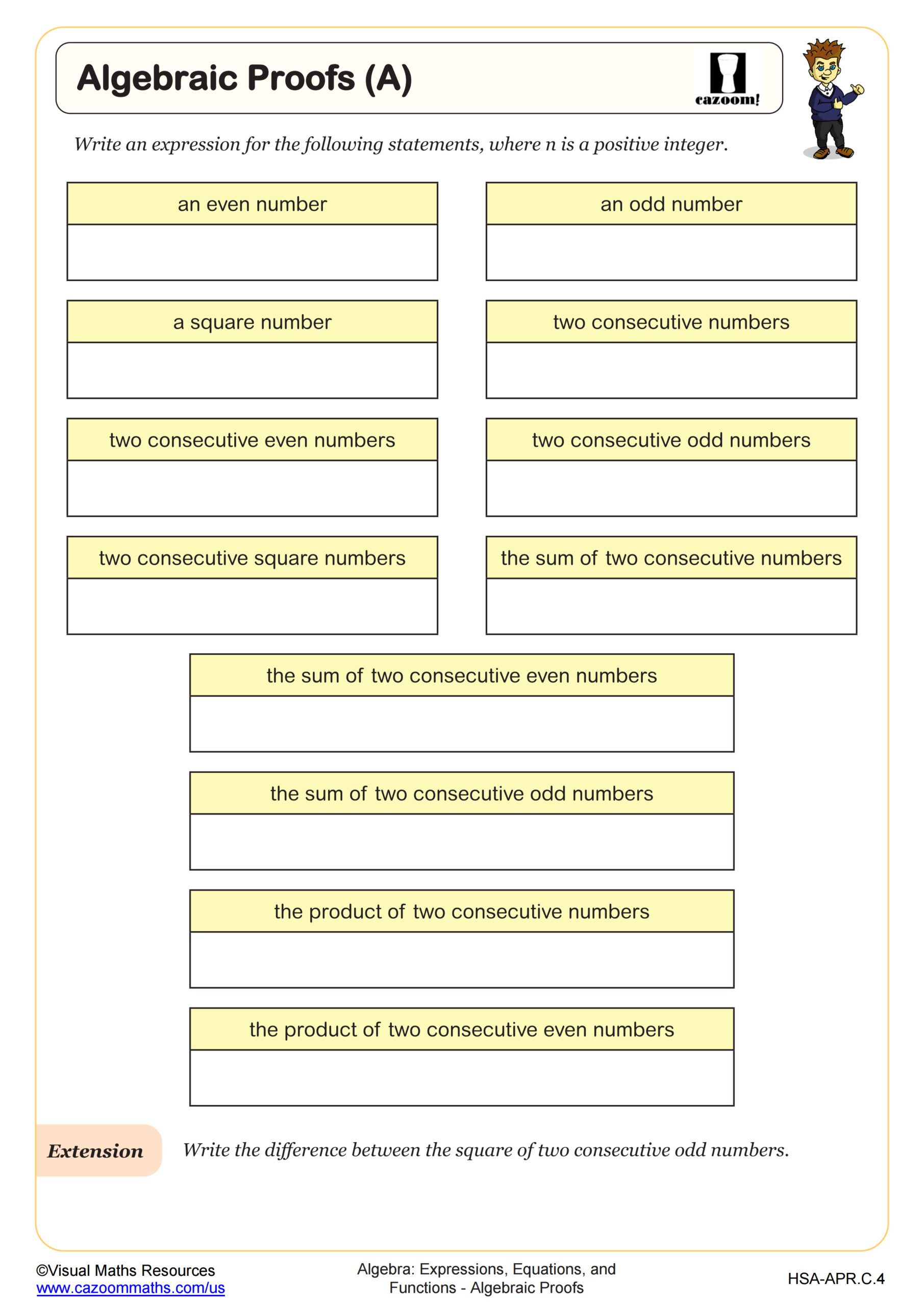 Algebraic Proof A Worksheet Scaled
