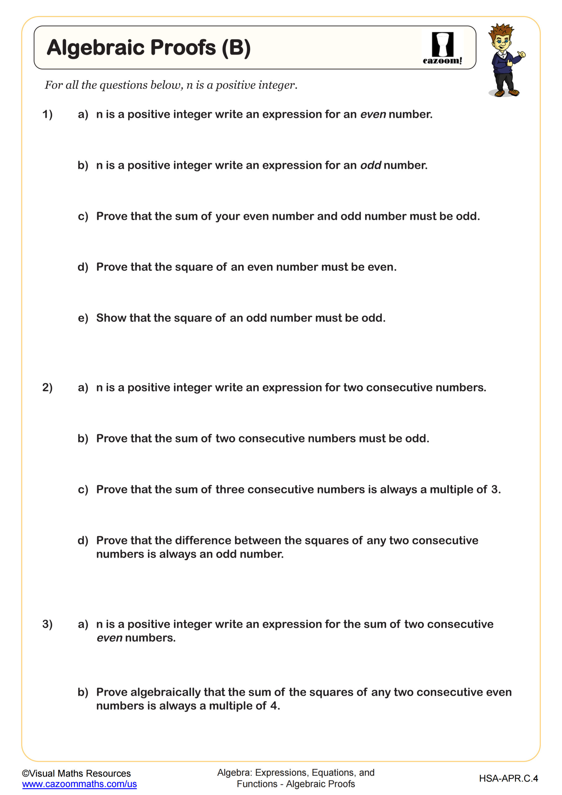 Preview of Algebraic Proofs (B)