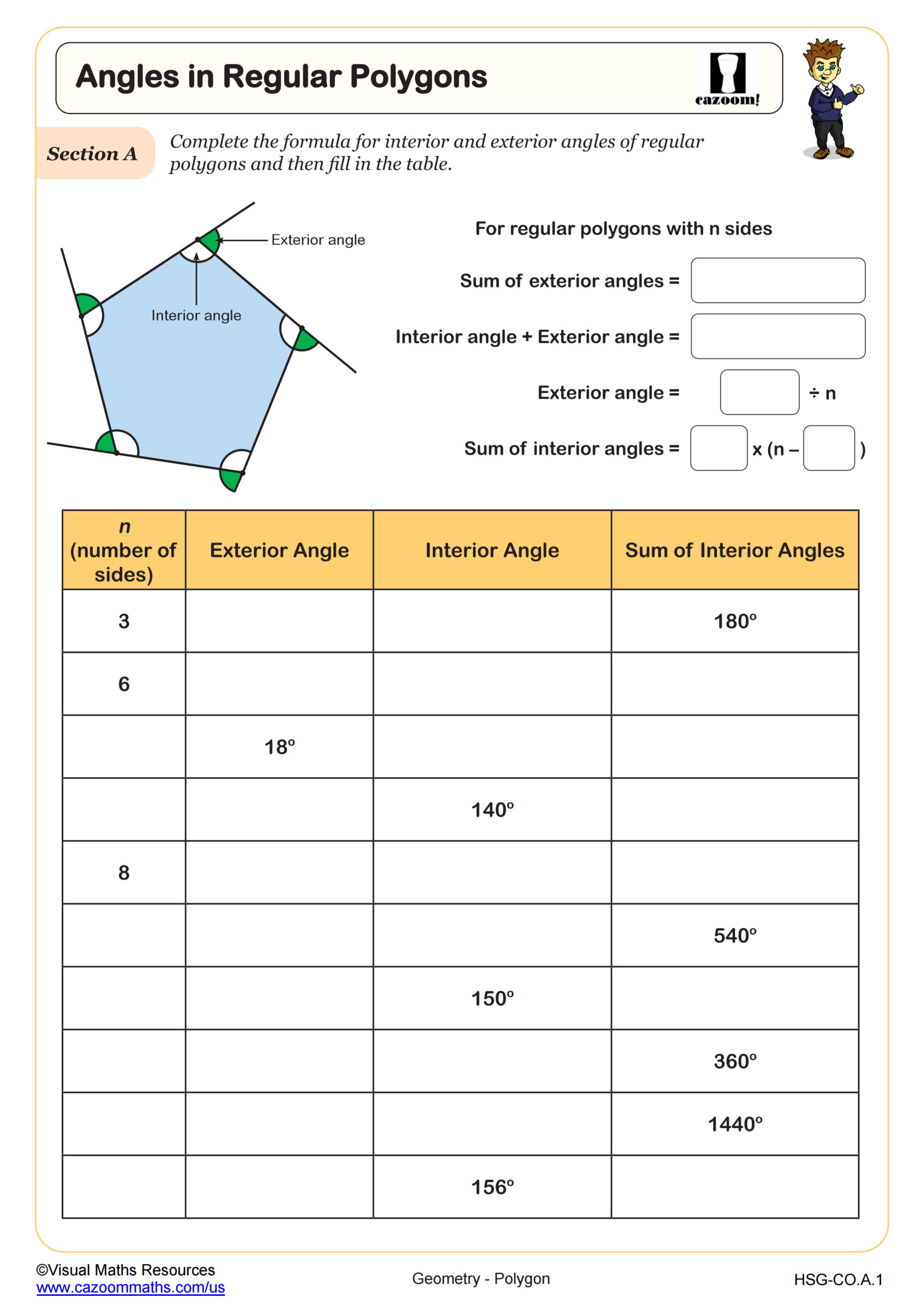Preview of Angles in Regular Polygons