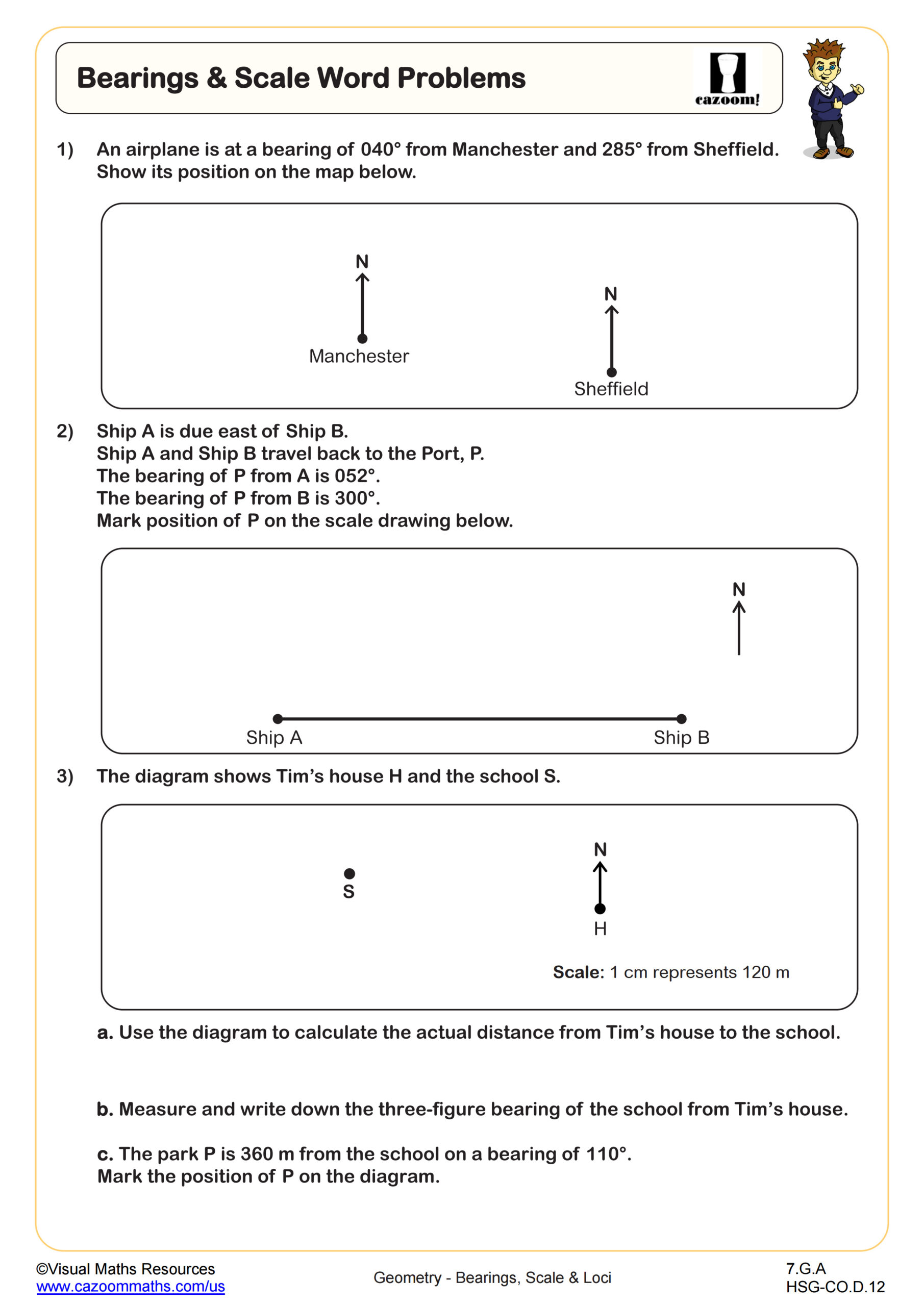 Preview of Bearings and Scale Word Problems
