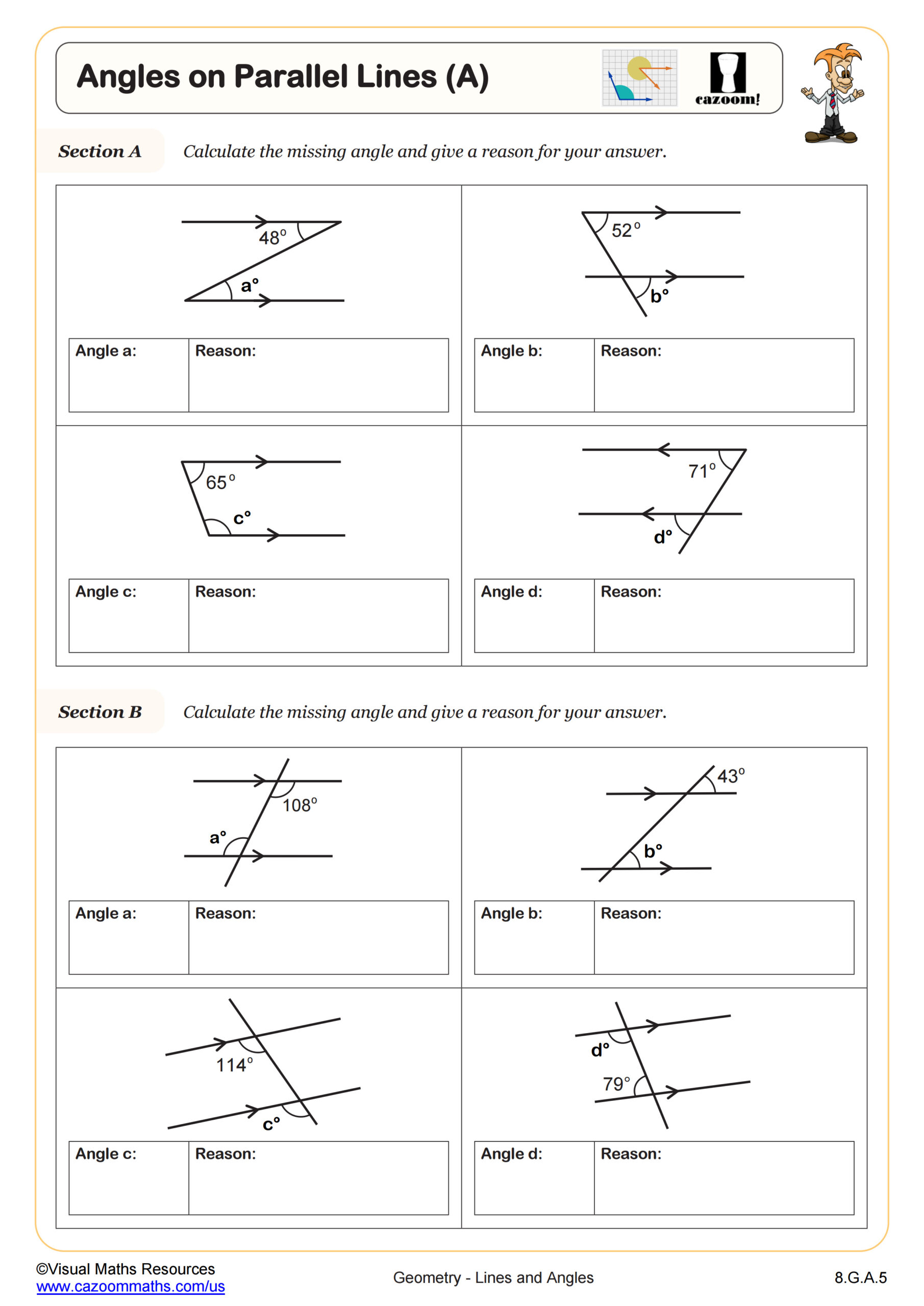 Angles In Triangles A PDF Printable Geometry Worksheets