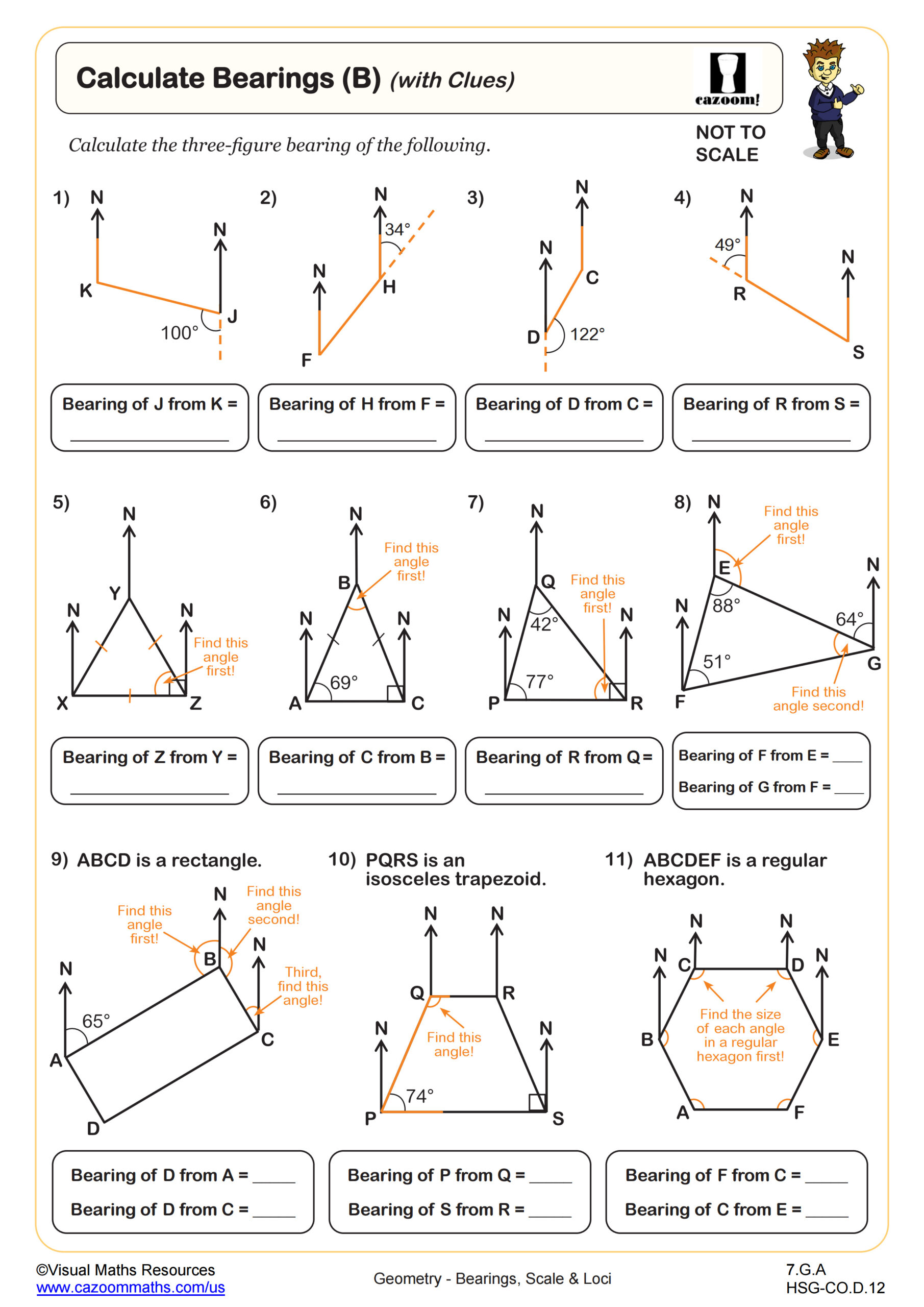 Calculating Bearings B With Clues Worksheet Scaled