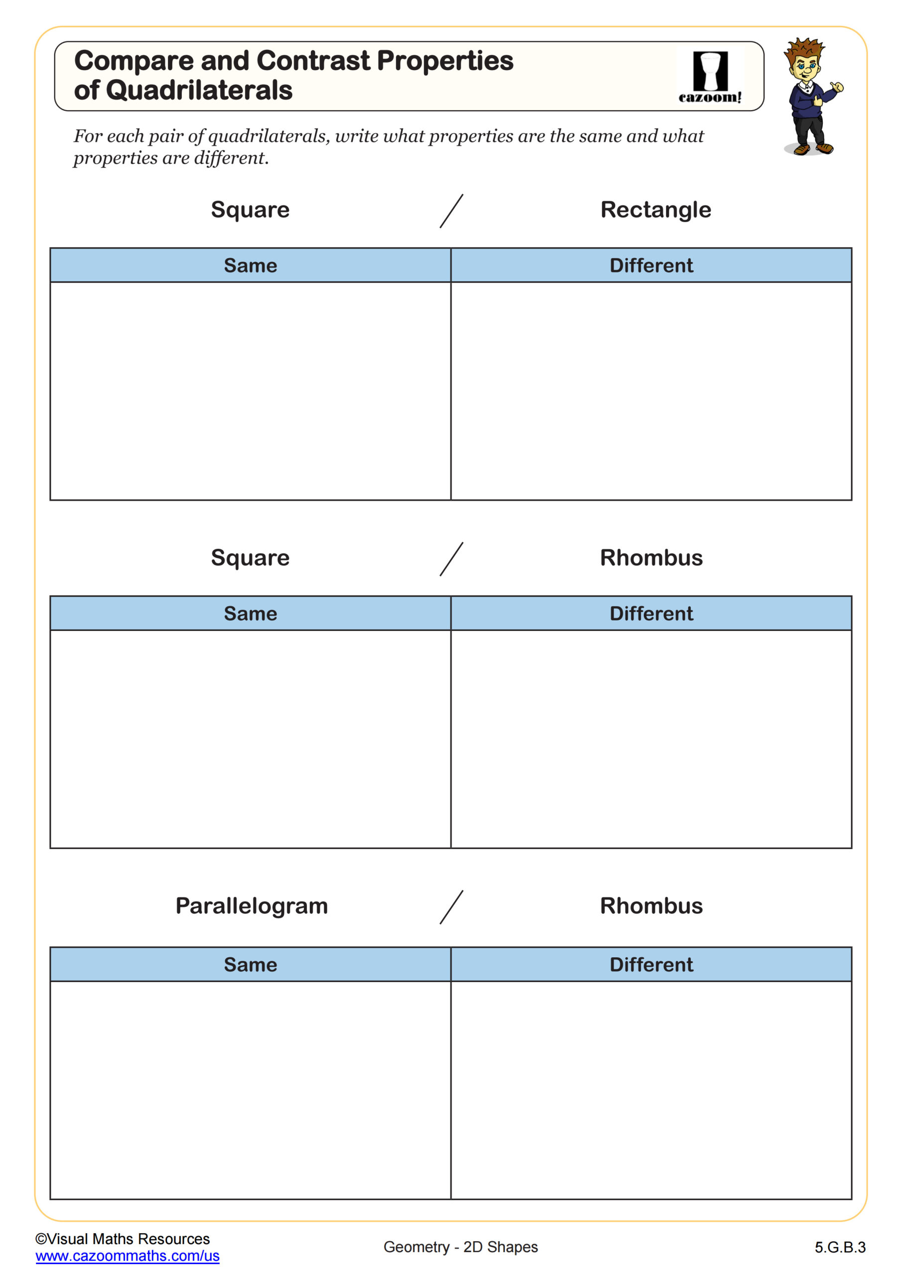 Compare And Contrast Properties Of Quadrilaterals Worksheet Scaled