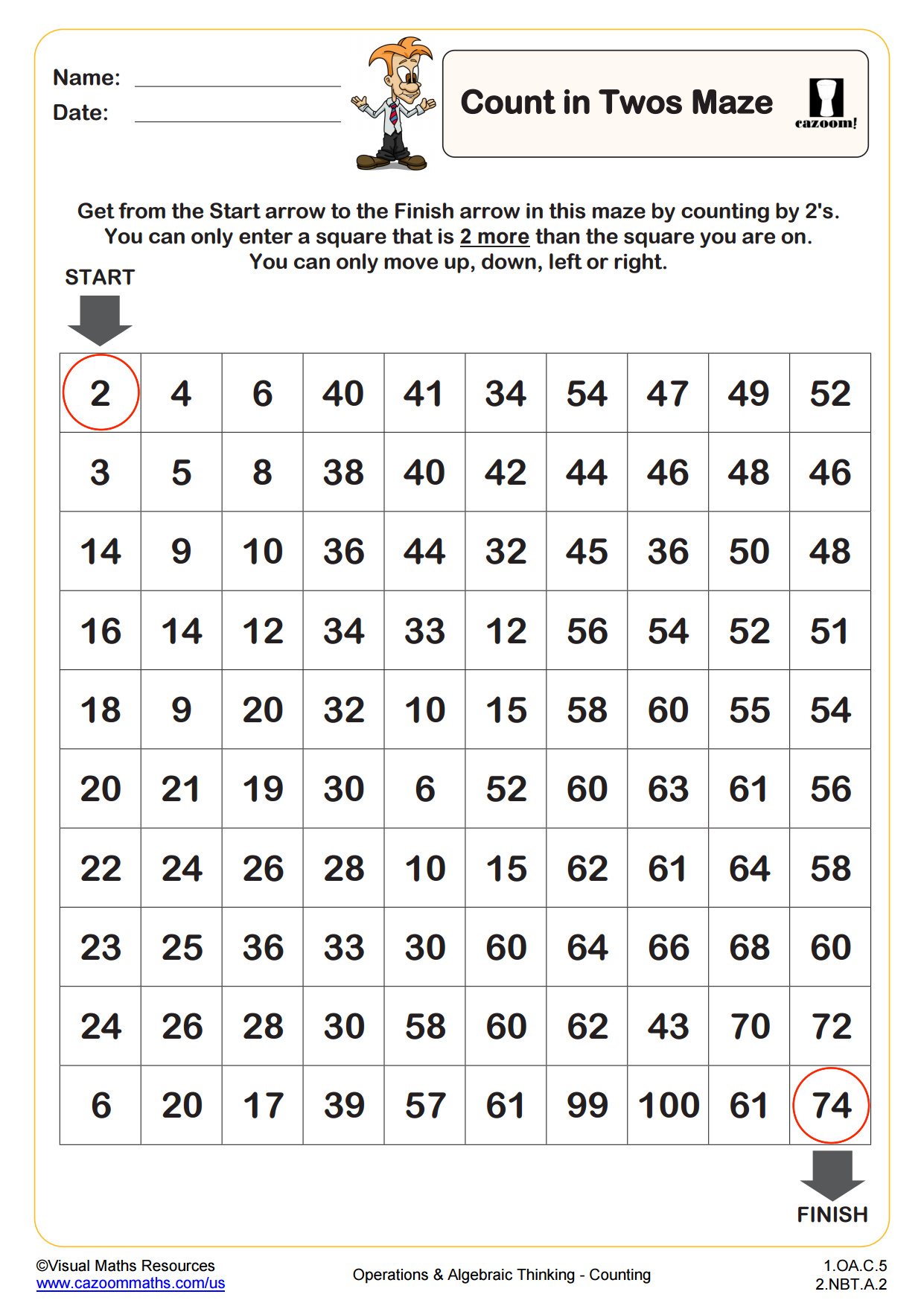Preview of Count in 2s Maze
