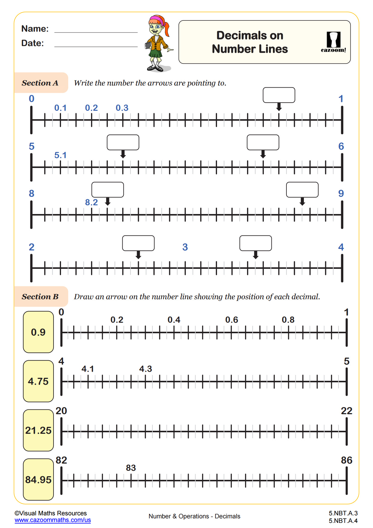 Preview of Decimals on Number Lines