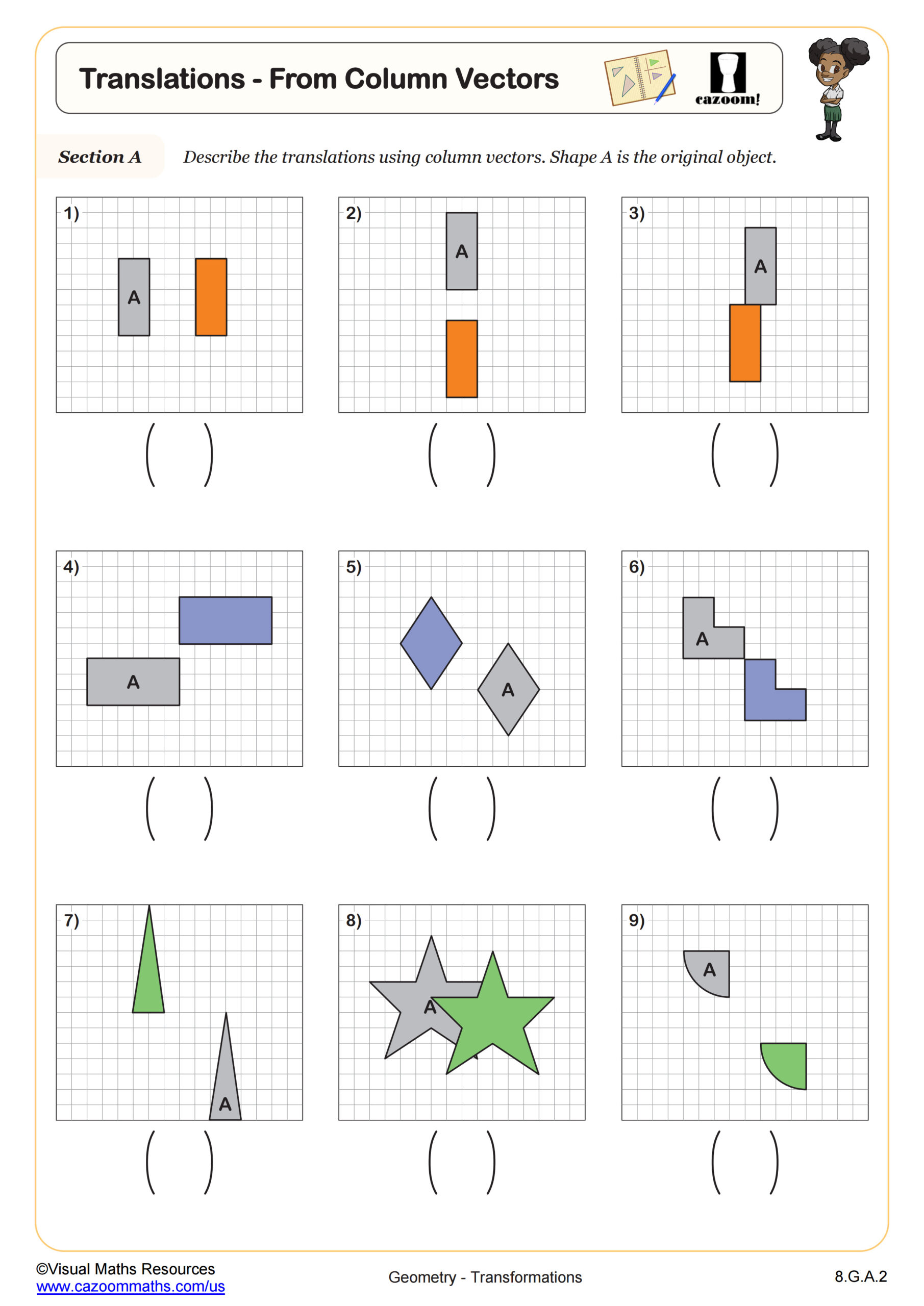 Describing Translations of Figures Worksheet PDF Printable Geometry Worksheet
