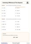 Factoring: Difference of Two Squares Worksheet | Algebra I PDF Worksheets