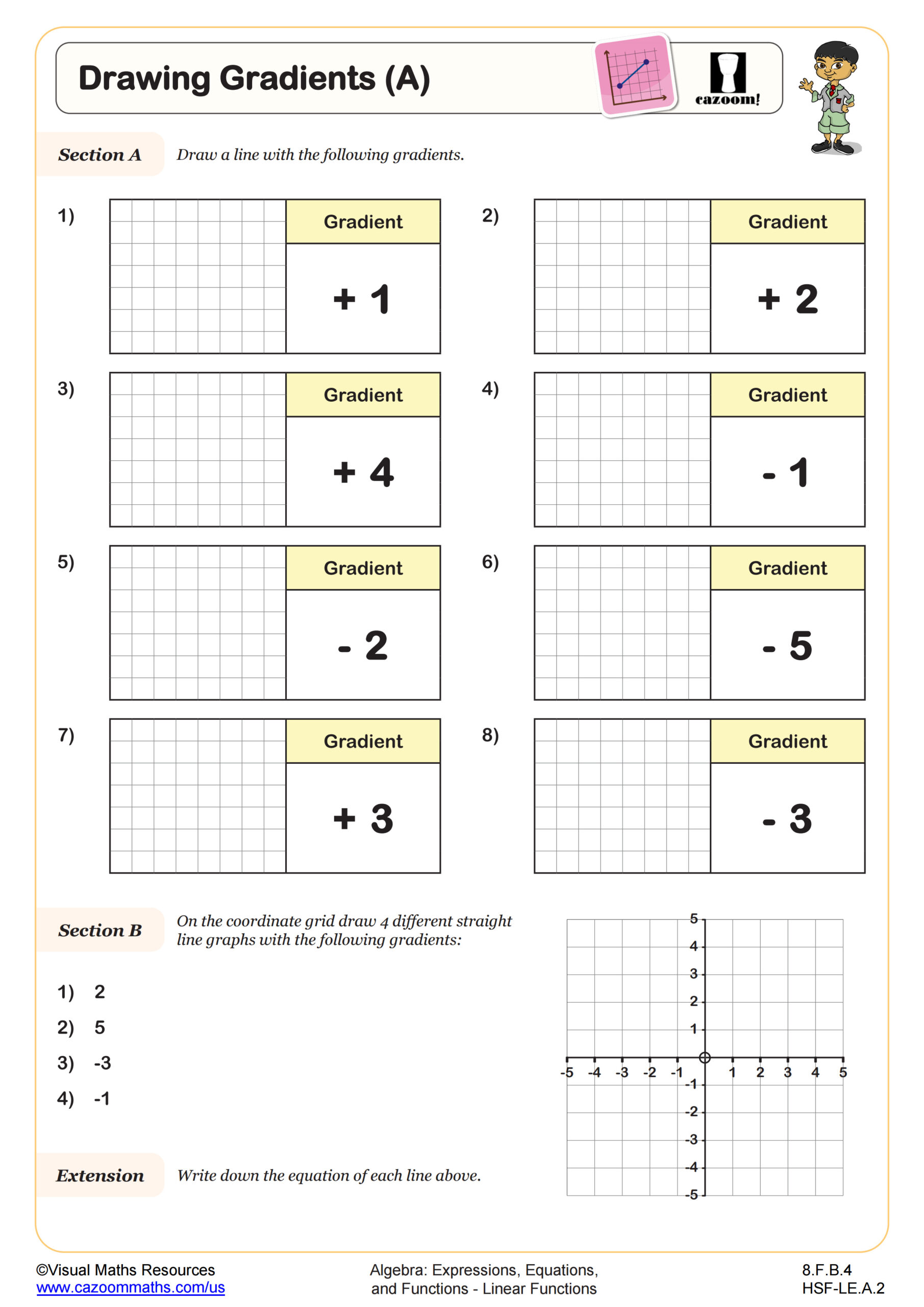 Drawing Gradients (A) Worksheet | Fun and Engaging 8th Grade PDF Worksheets