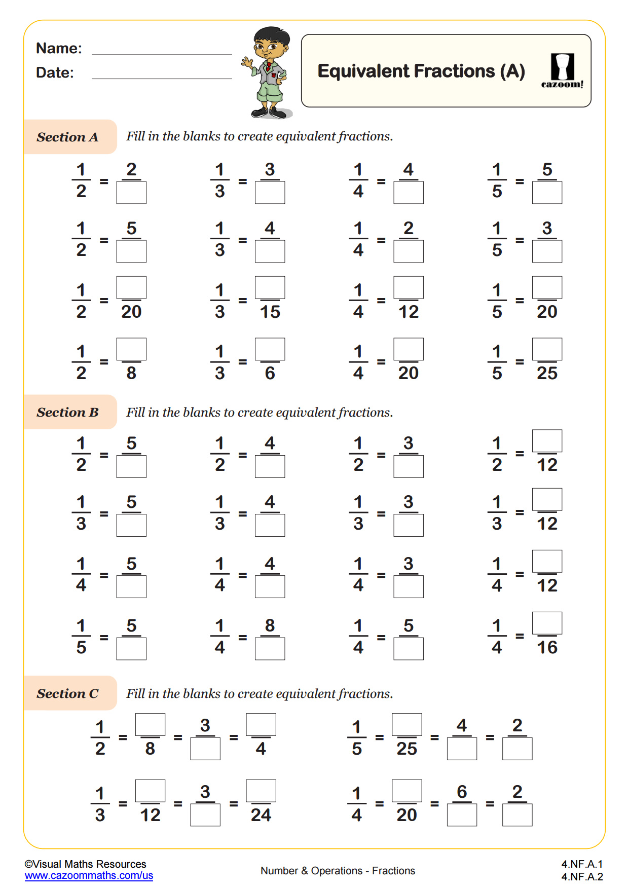 Preview of Equivalent Fractions (A)