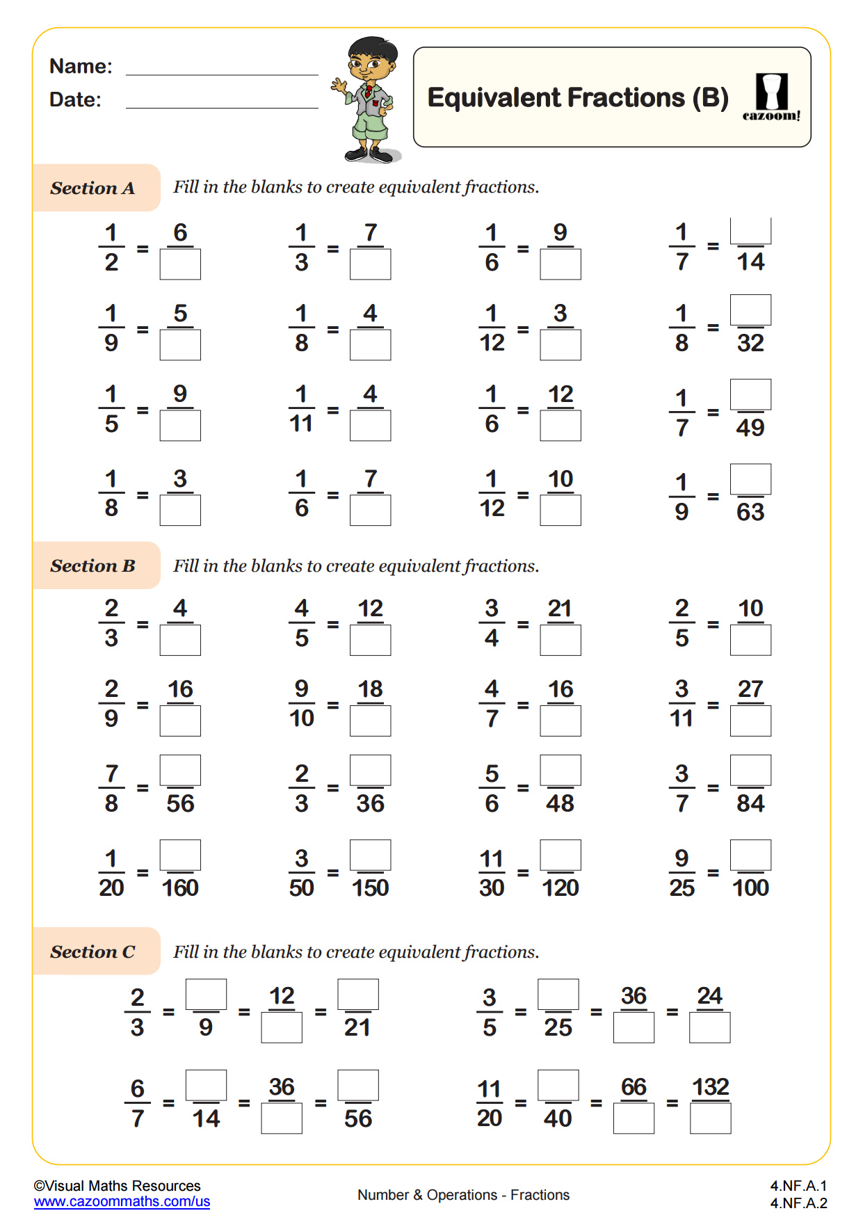 Preview of Equivalent Fractions (B)
