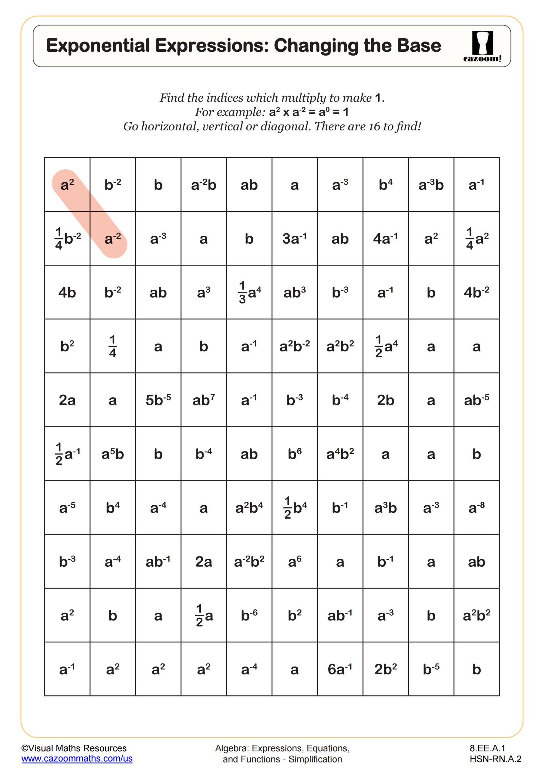 Preview of Exponential Expressions: Changing the Base
