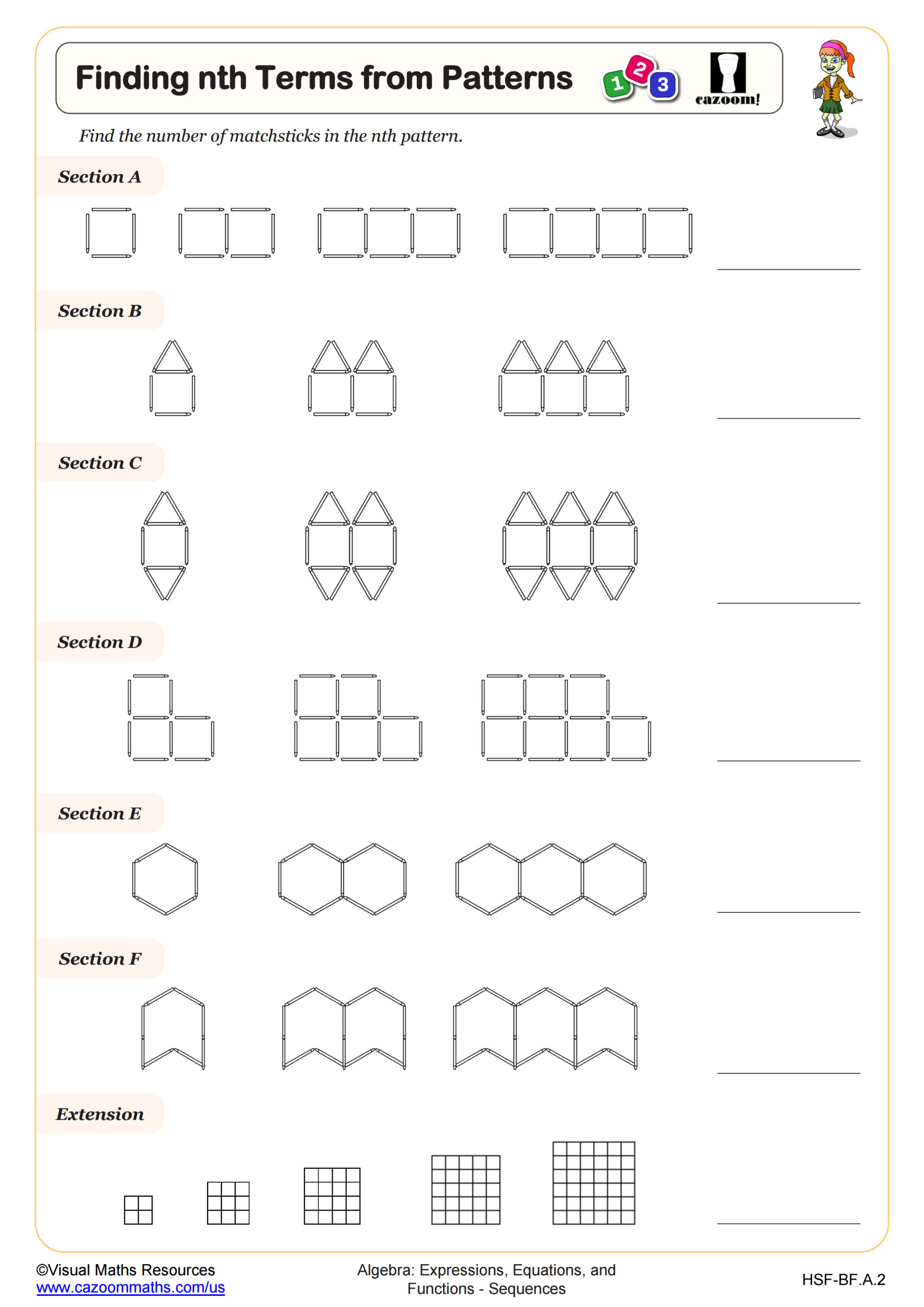 Preview of Finding nth Terms from Patterns