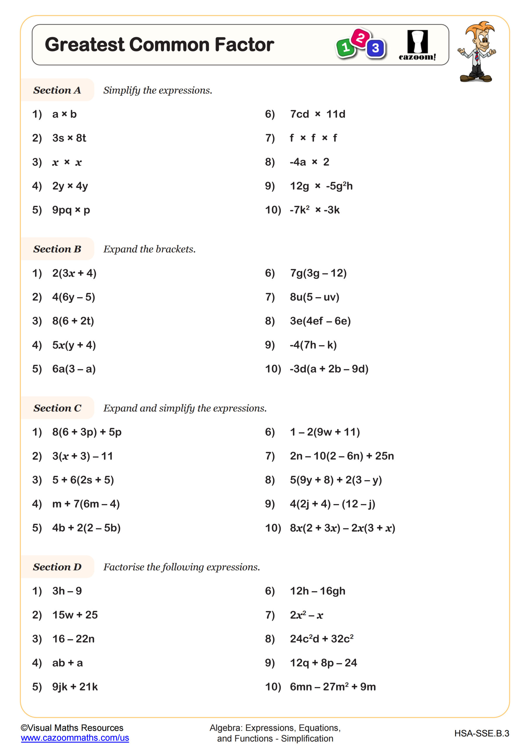 Greatest Common Factor Worksheet Scaled