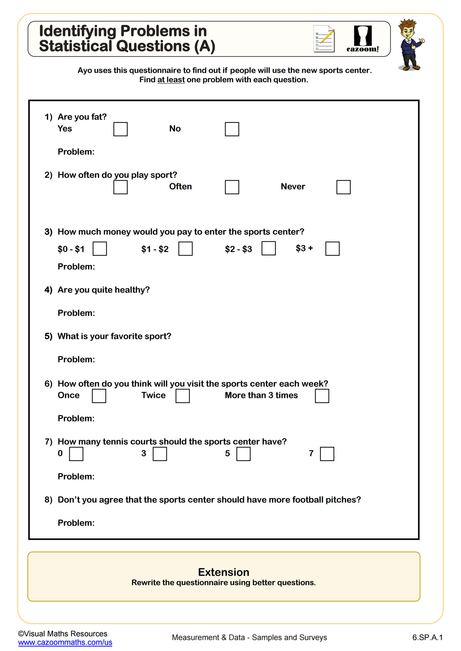 Preview of Identifying Problems in Statistical Questions (A)