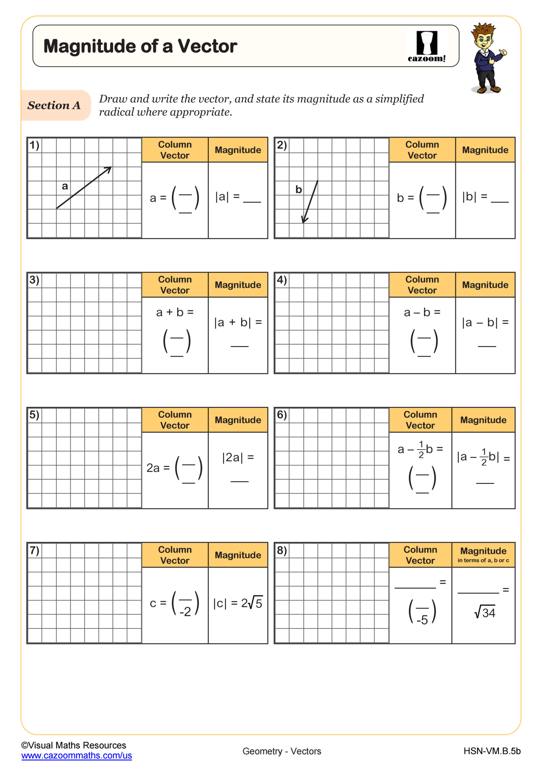 Magnitude Of A Vector Worksheet Scaled