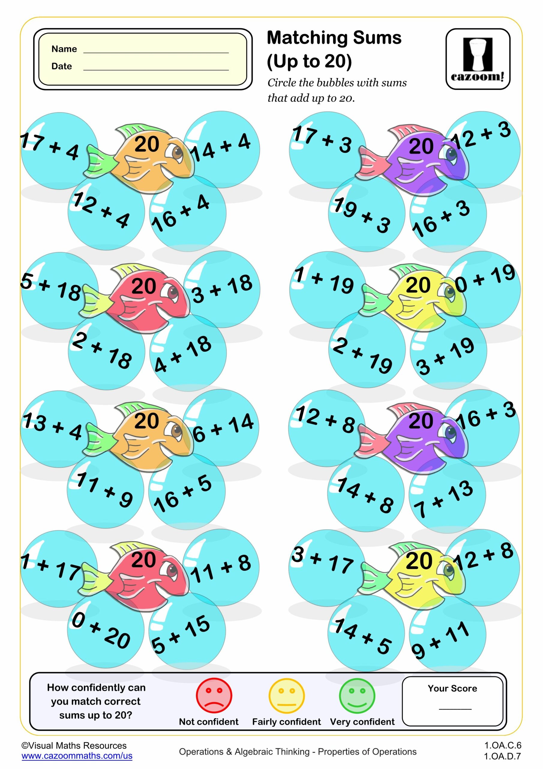 Preview of Matching sums (20 only)