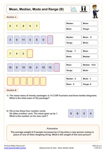 Mean, Median, Mode and Range (B) Worksheet | PDF Printable Measurement ...