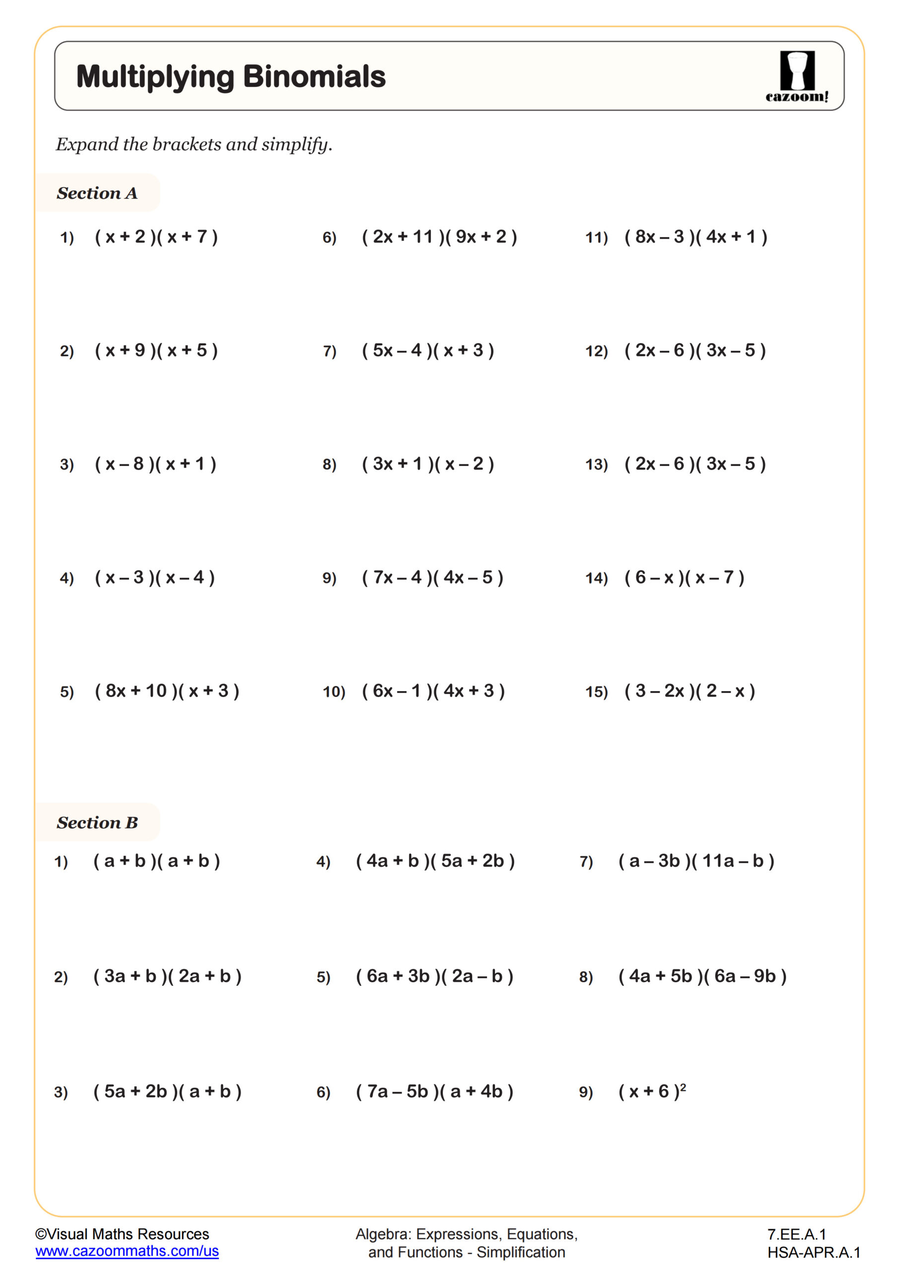 Preview of Multiplying Binomials