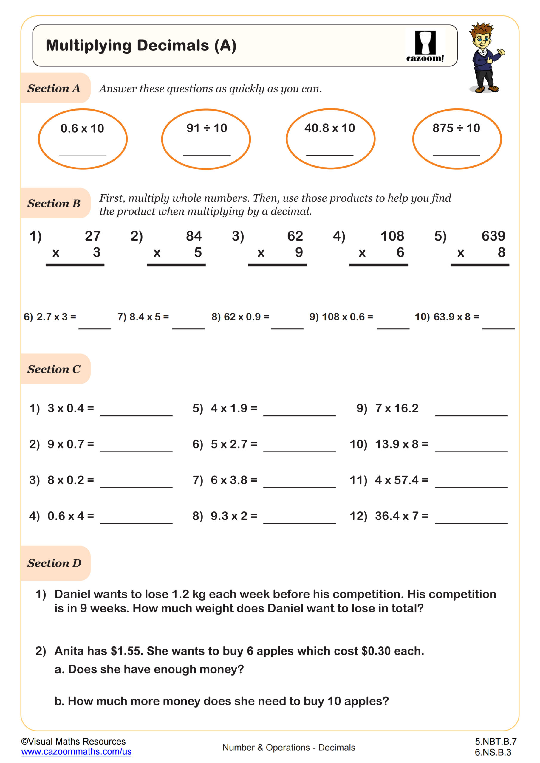 Preview of Multiplying Decimals (A)