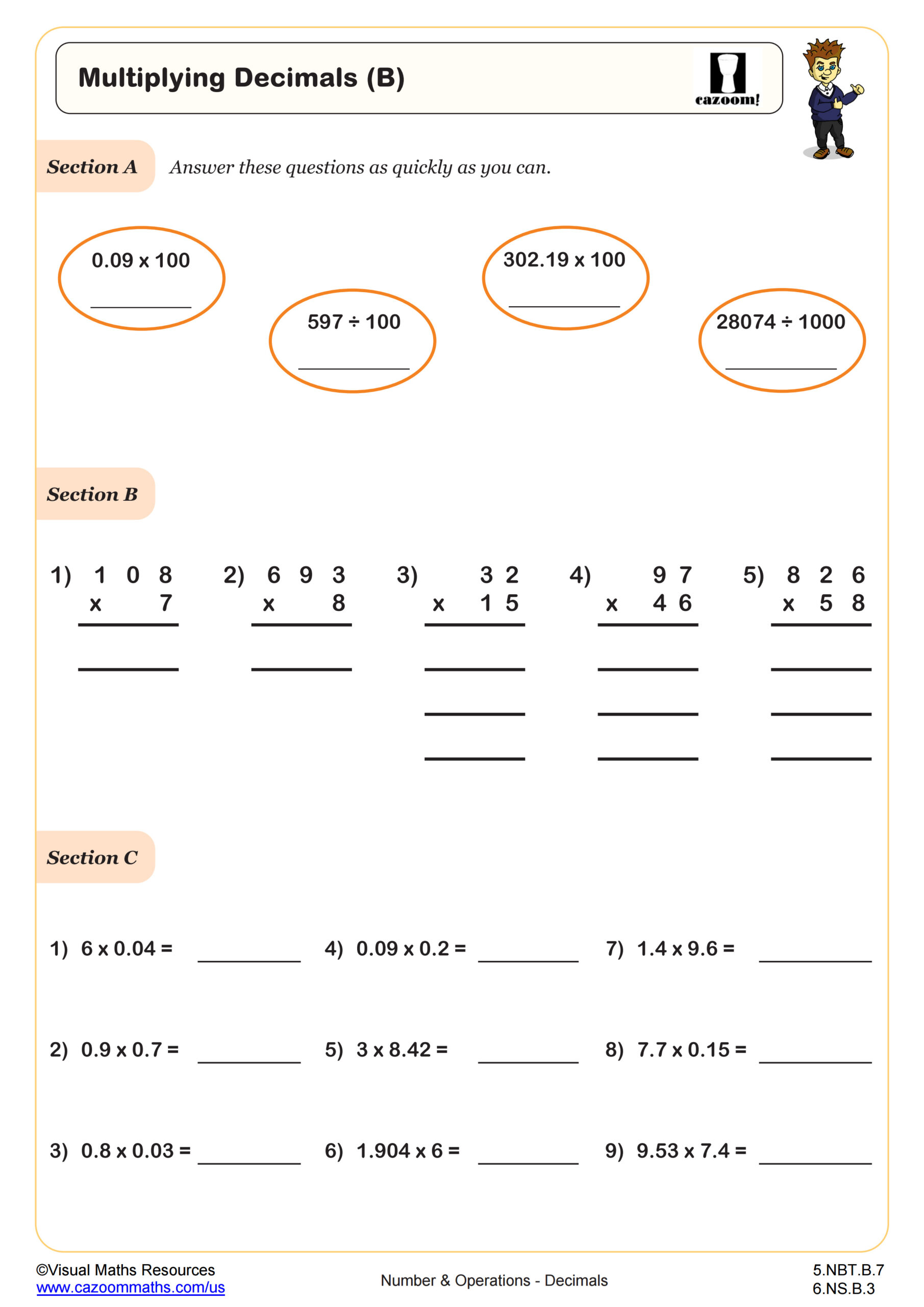 Preview of Multiplying Decimals (B)