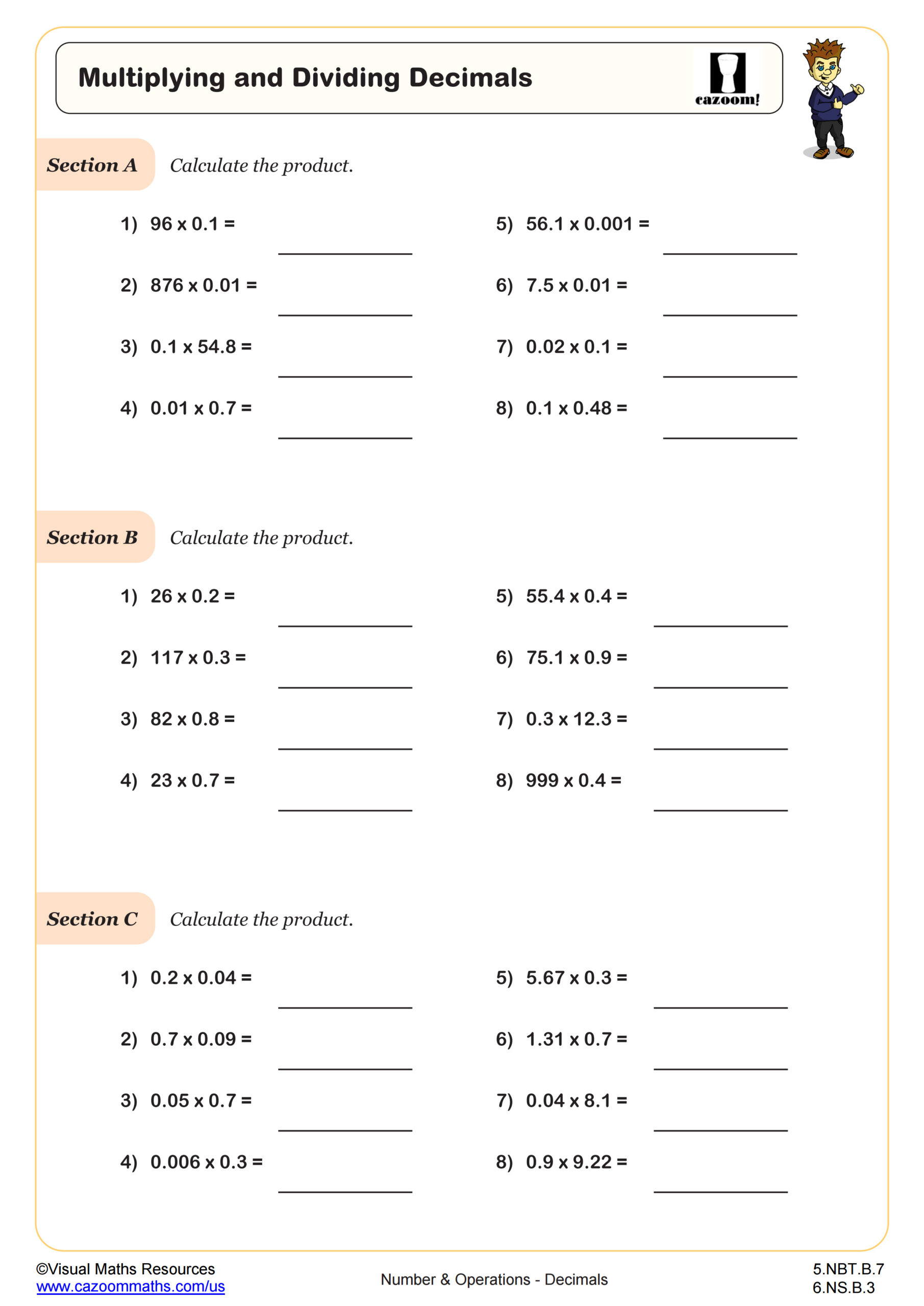 Preview of Multiplying and Dividing Decimals