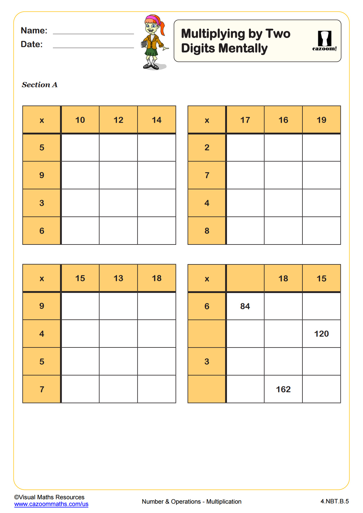 Multiplying By Two Digits Mentally Worksheet