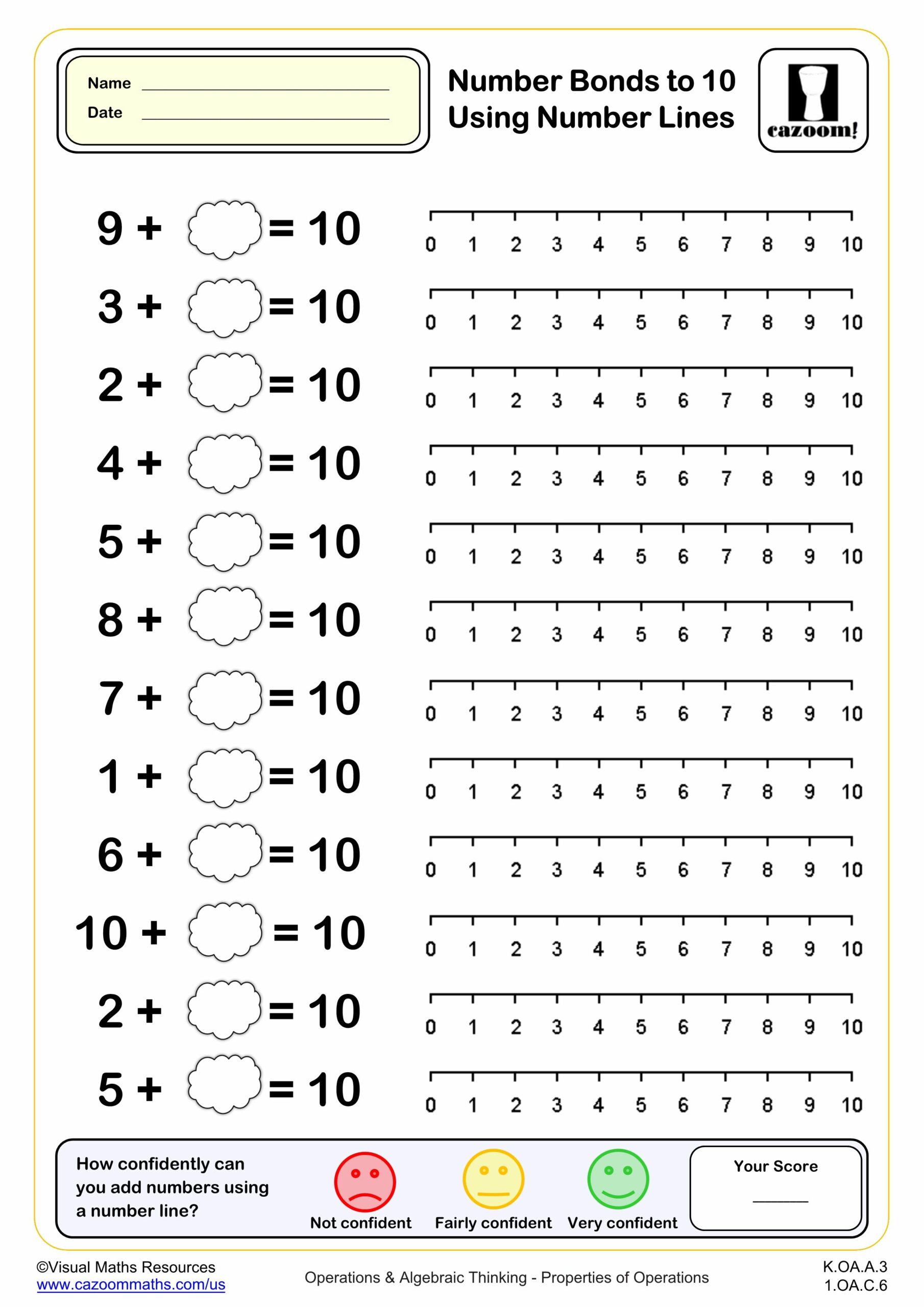 Preview of Number bonds to 10 with number lines