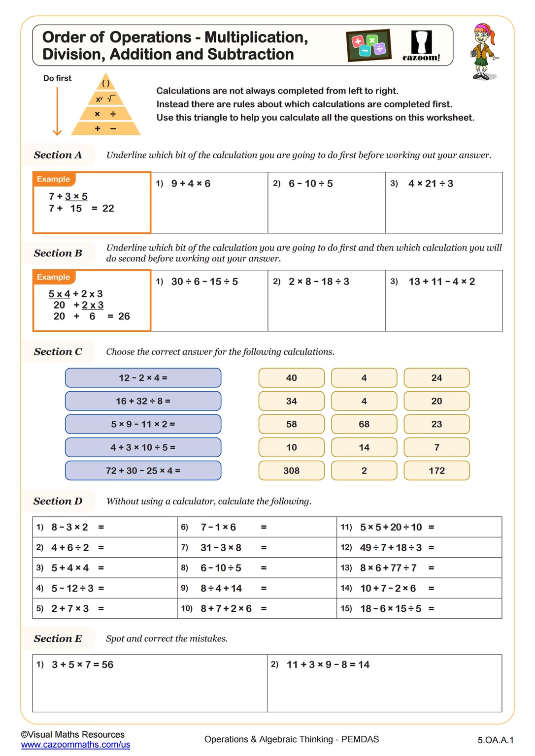 Order of Operations with Calculators Worksheet Fun and Engaging 7th