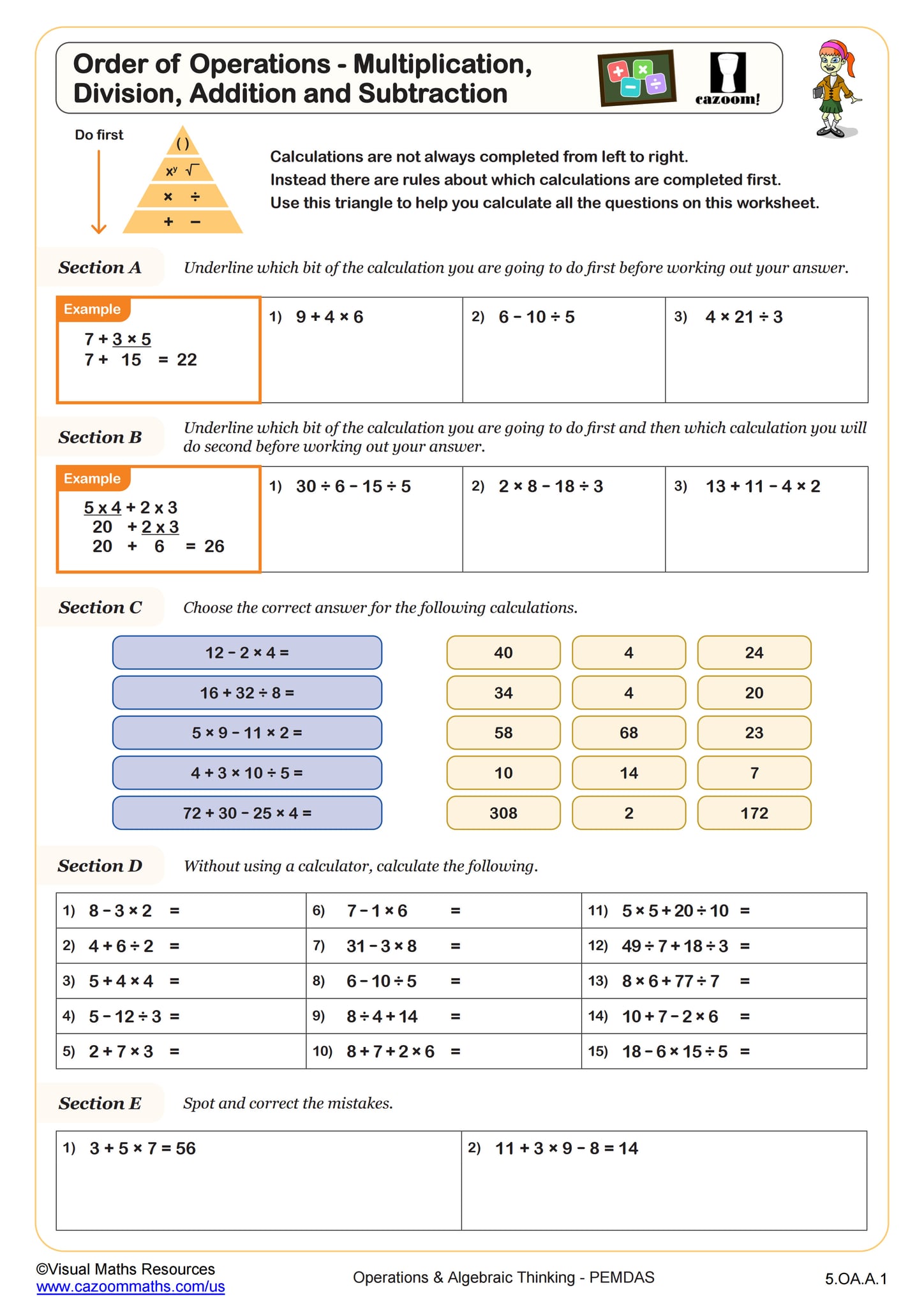 Order of Operations with Calculators Worksheet Fun and Engaging 7th