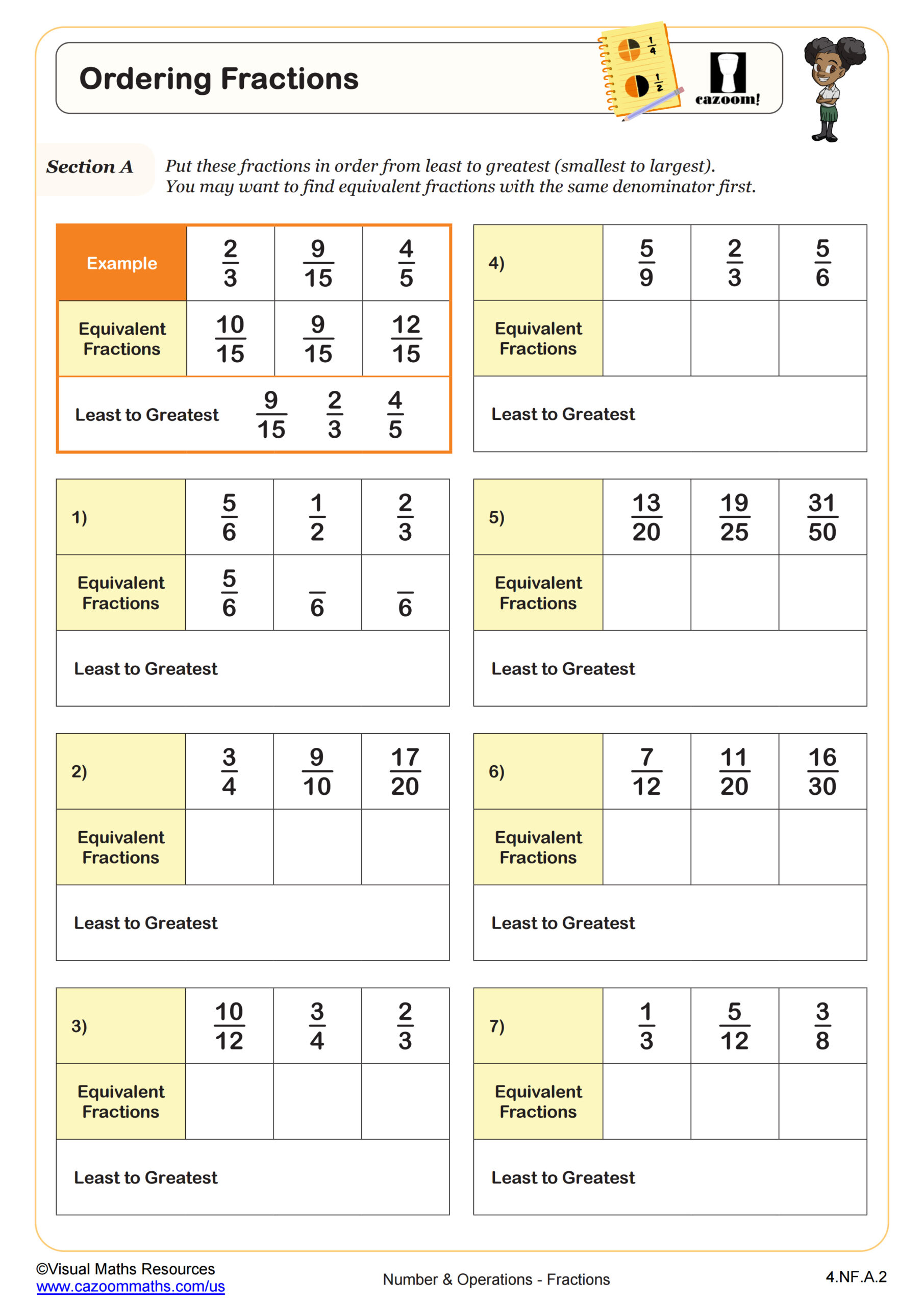 Preview of Ordering Fractions