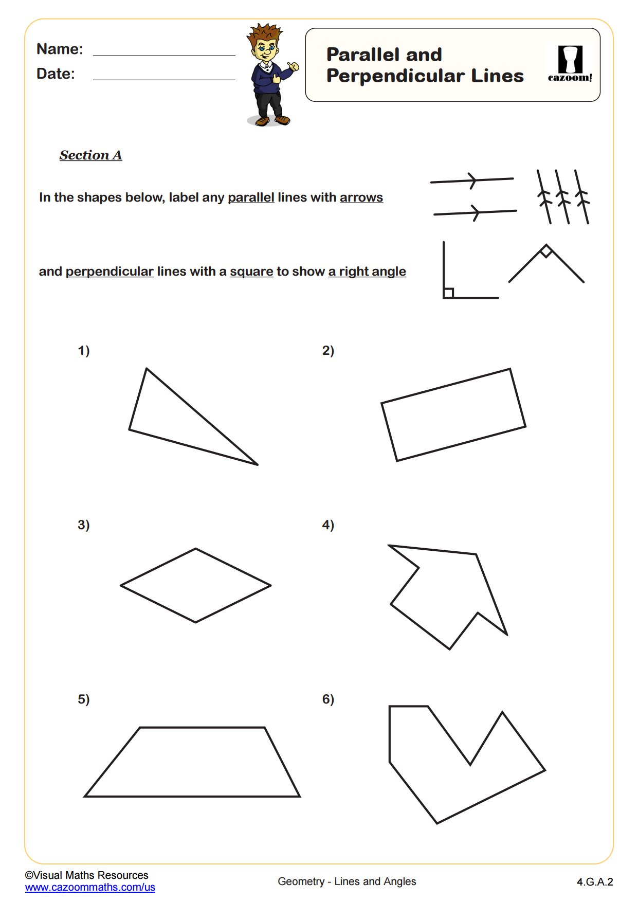 Parallel and Perpendicular Lines 4th Grade PDF Geometry Worksheets