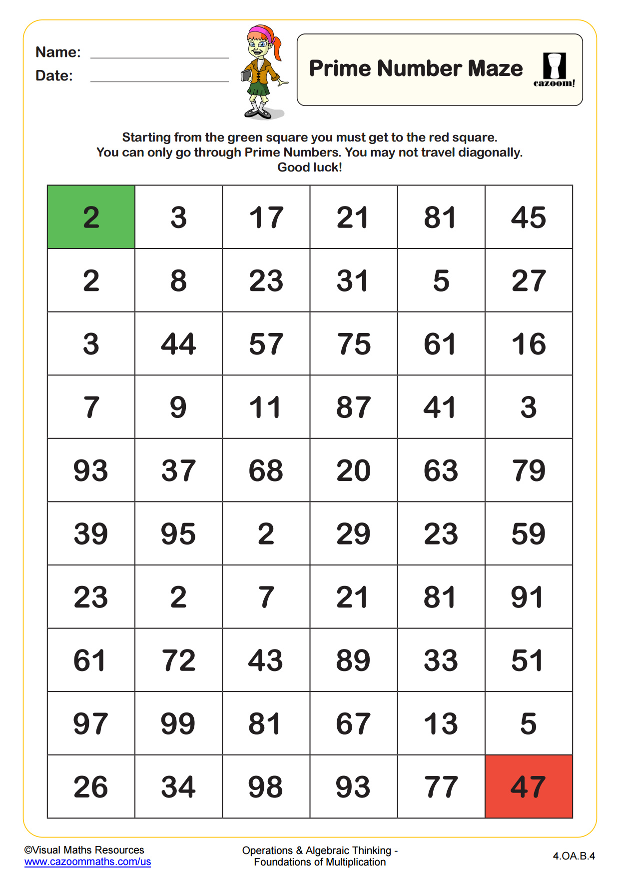 Preview of Prime Number Maze