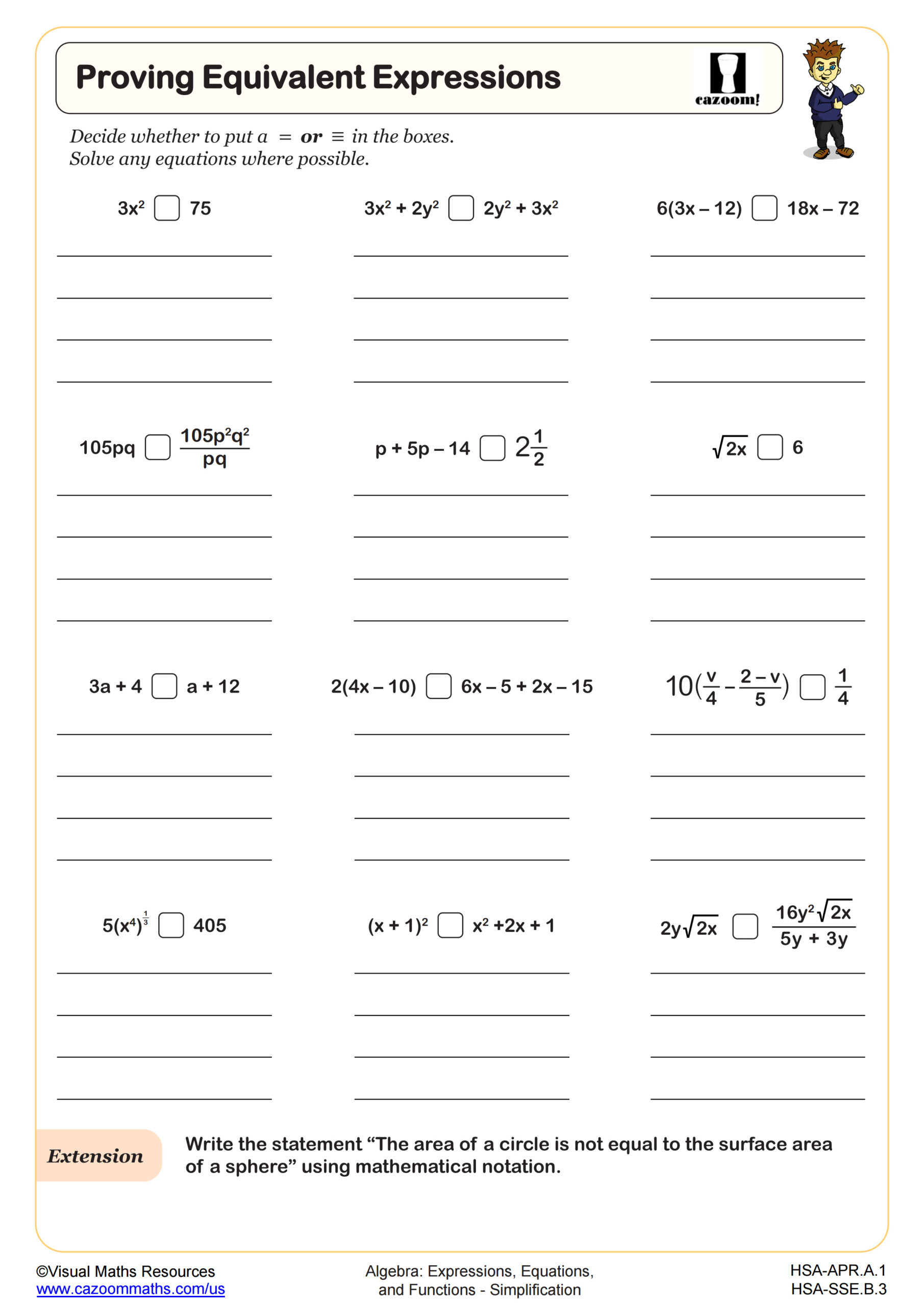Proving Equivalent Expressions Worksheet Scaled