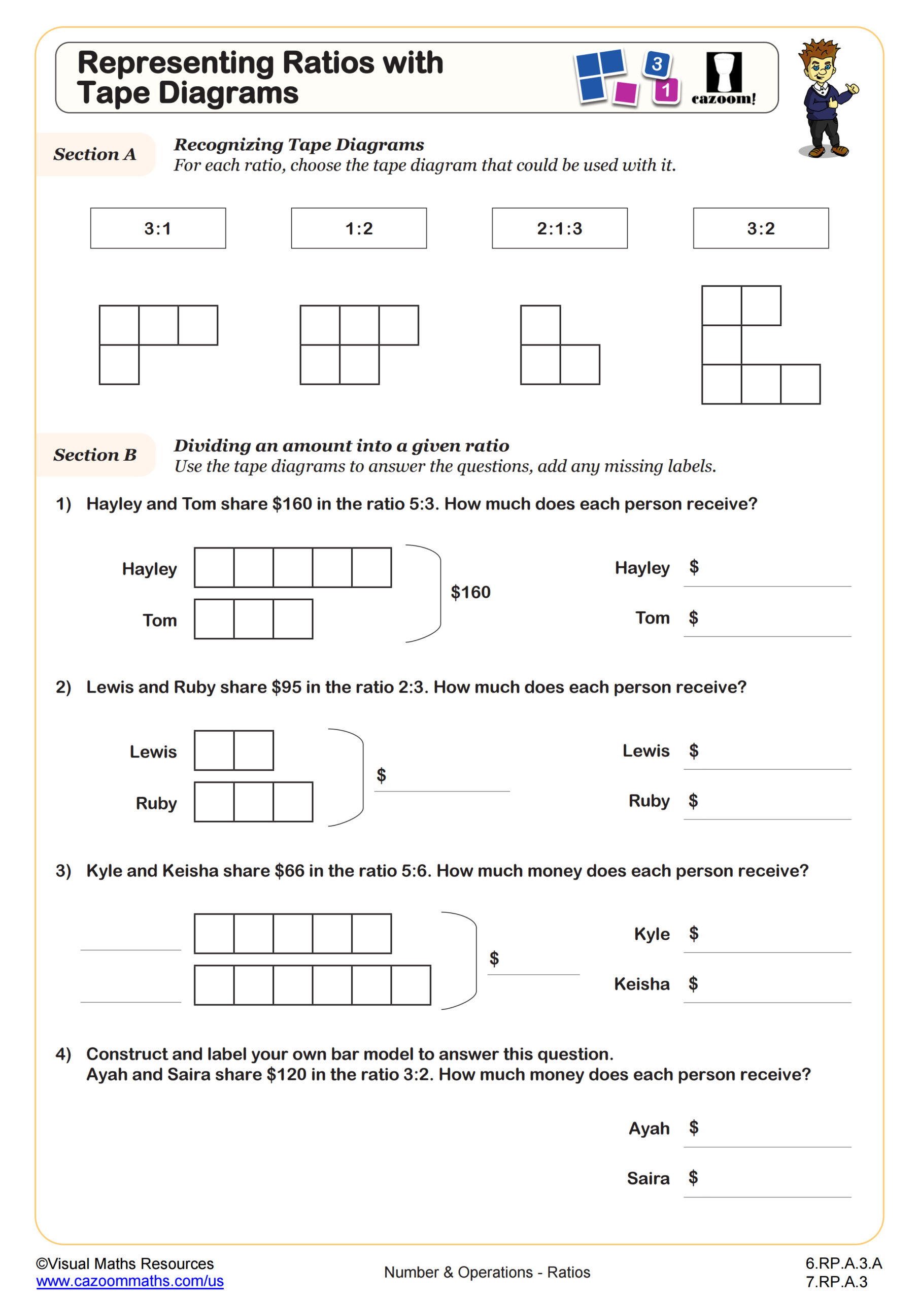 Preview of Representing Ratios with Tape Diagrams