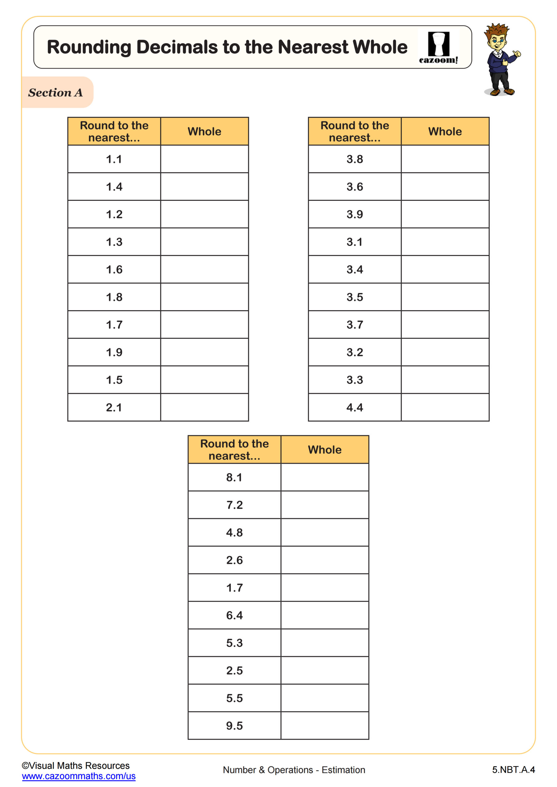 Preview of Rounding Decimals to the Nearest Whole