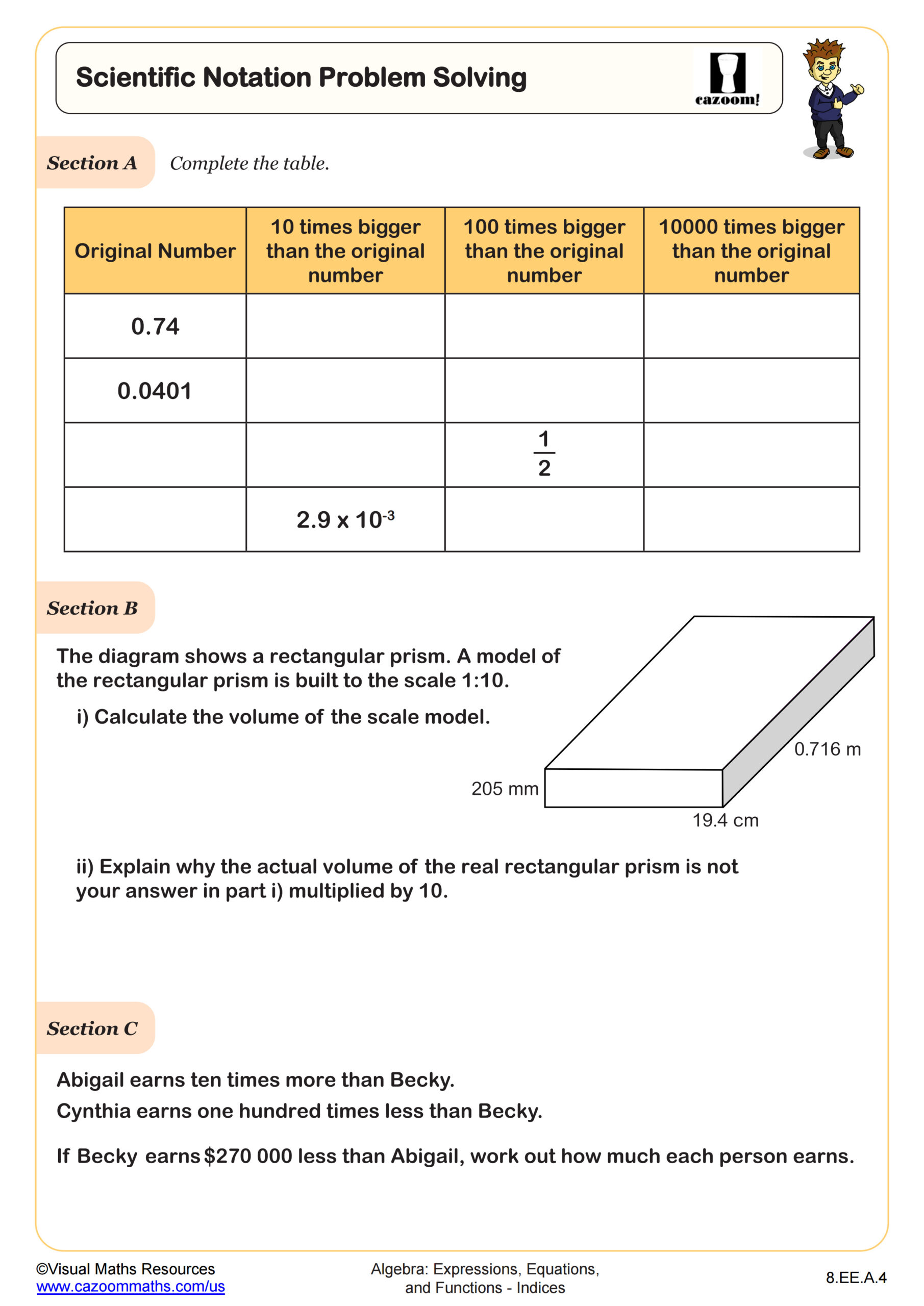 Preview of Scientific Notation Problem Solving
