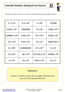 Scientific Notation: Standard Form Search Worksheet | 8th Grade PDF ...