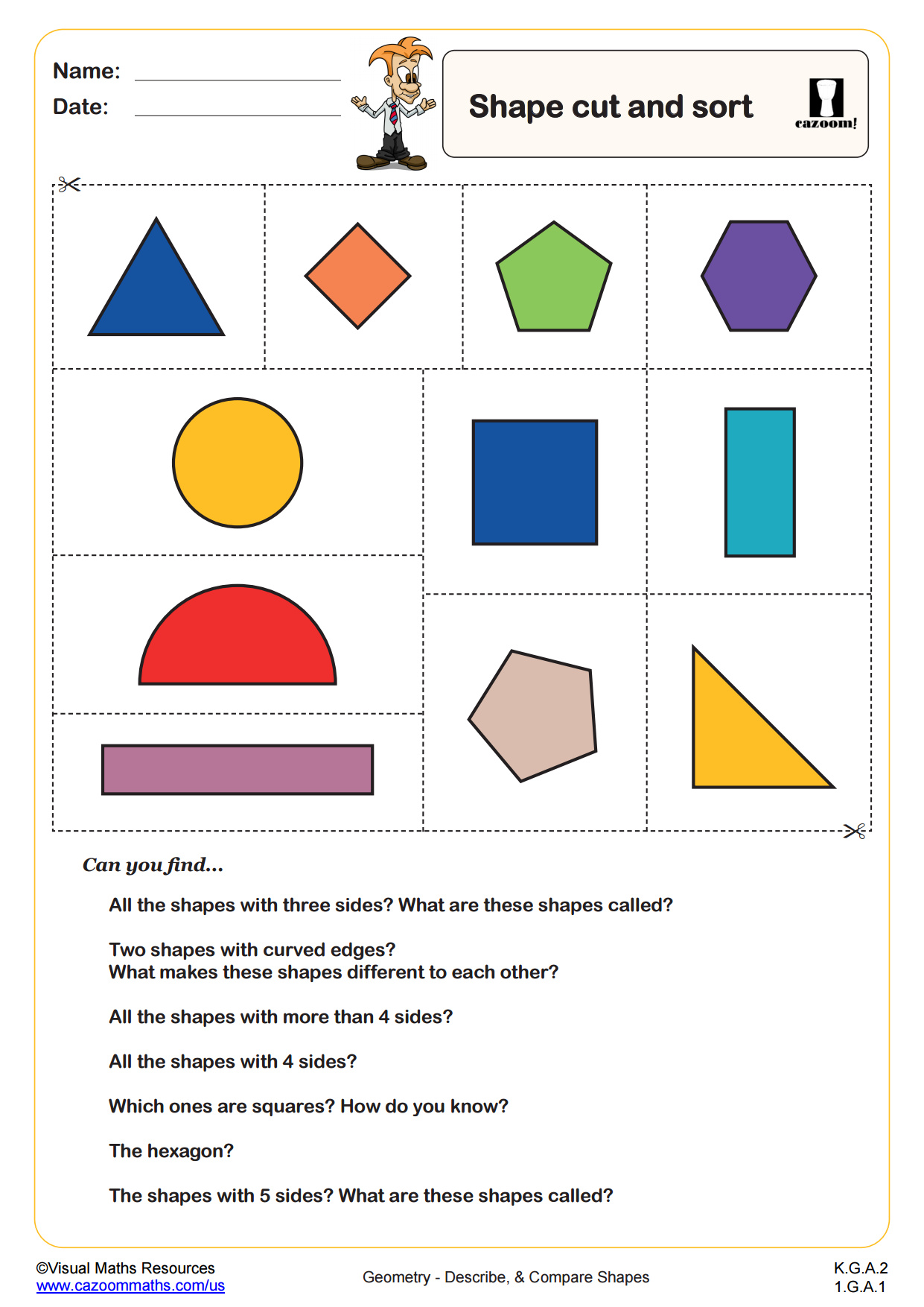 Shape Cut And Sort Worksheet