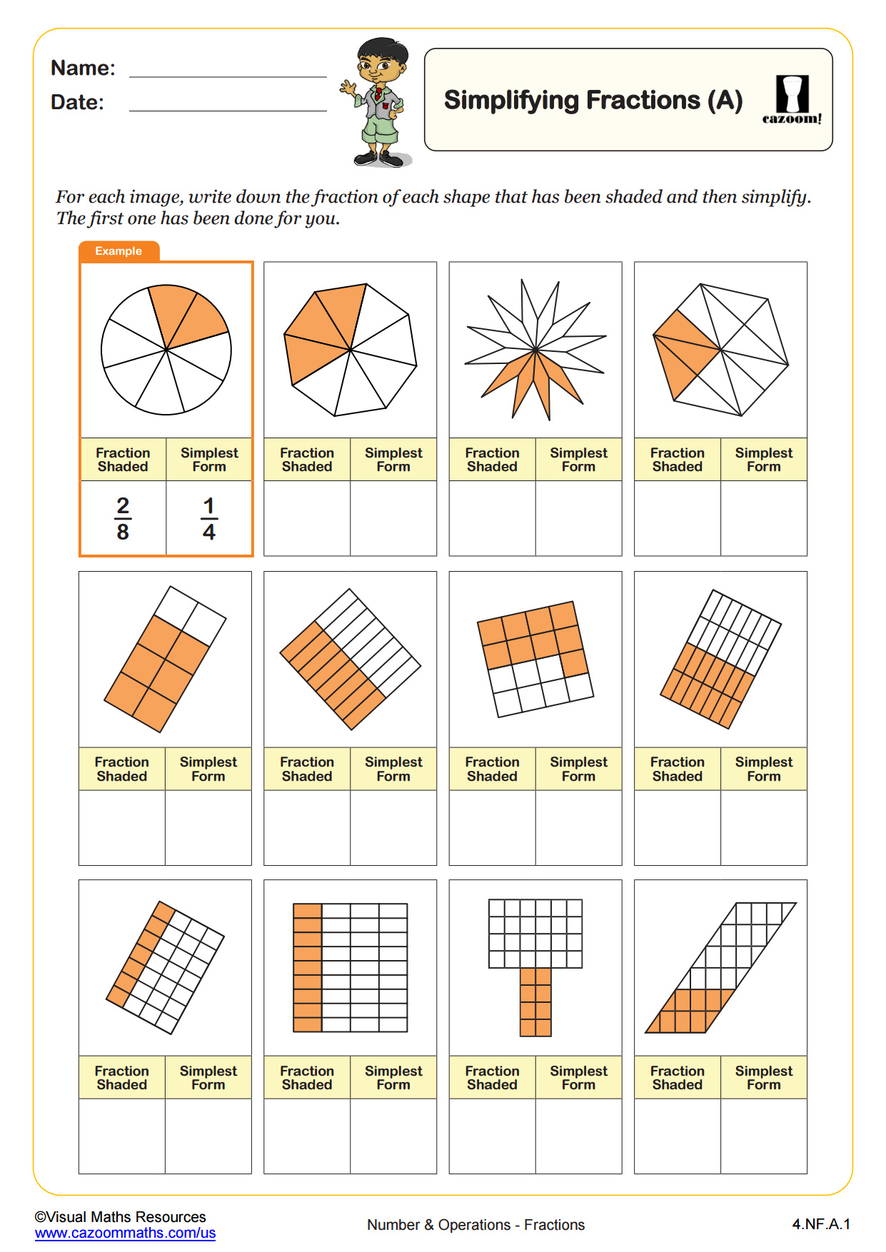 Preview of Simplifying Fractions (A)