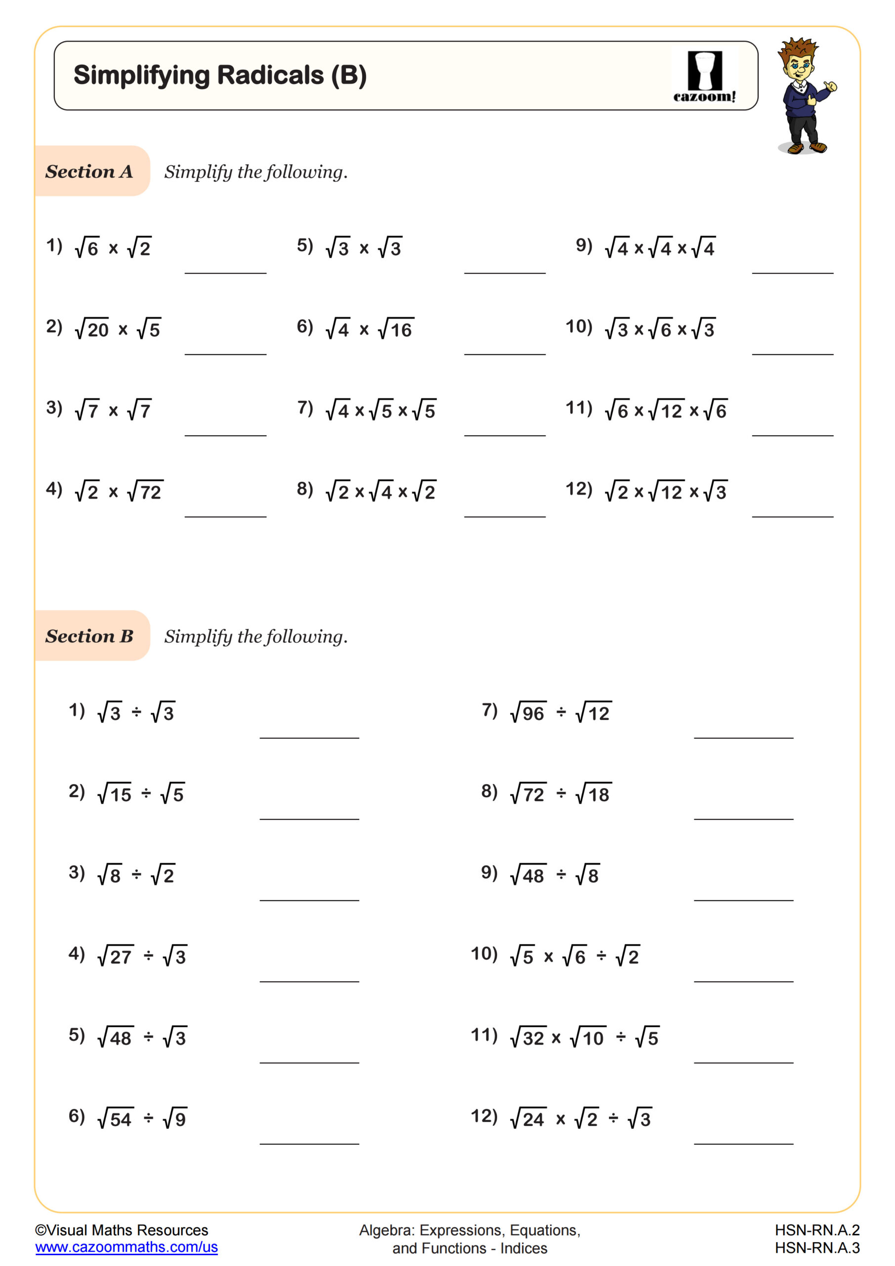 Preview of Simplifying Radicals (B)