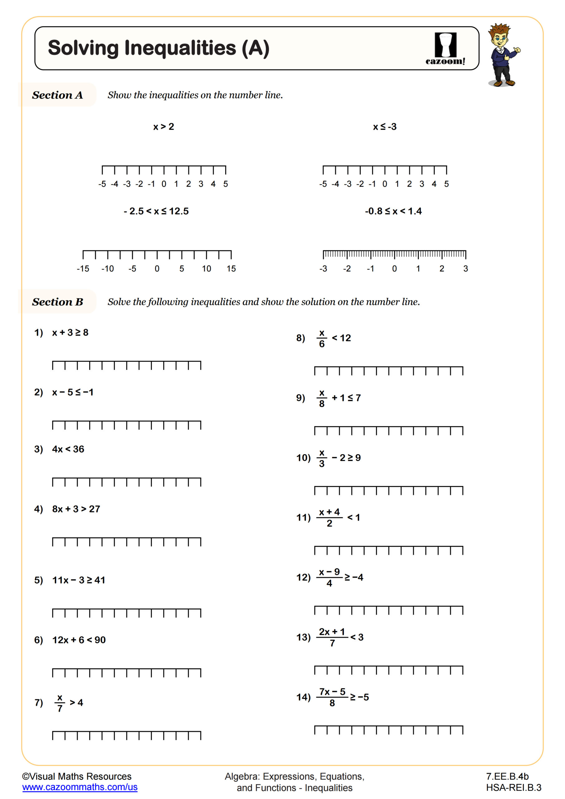 Preview of Solving Inequalities (A)