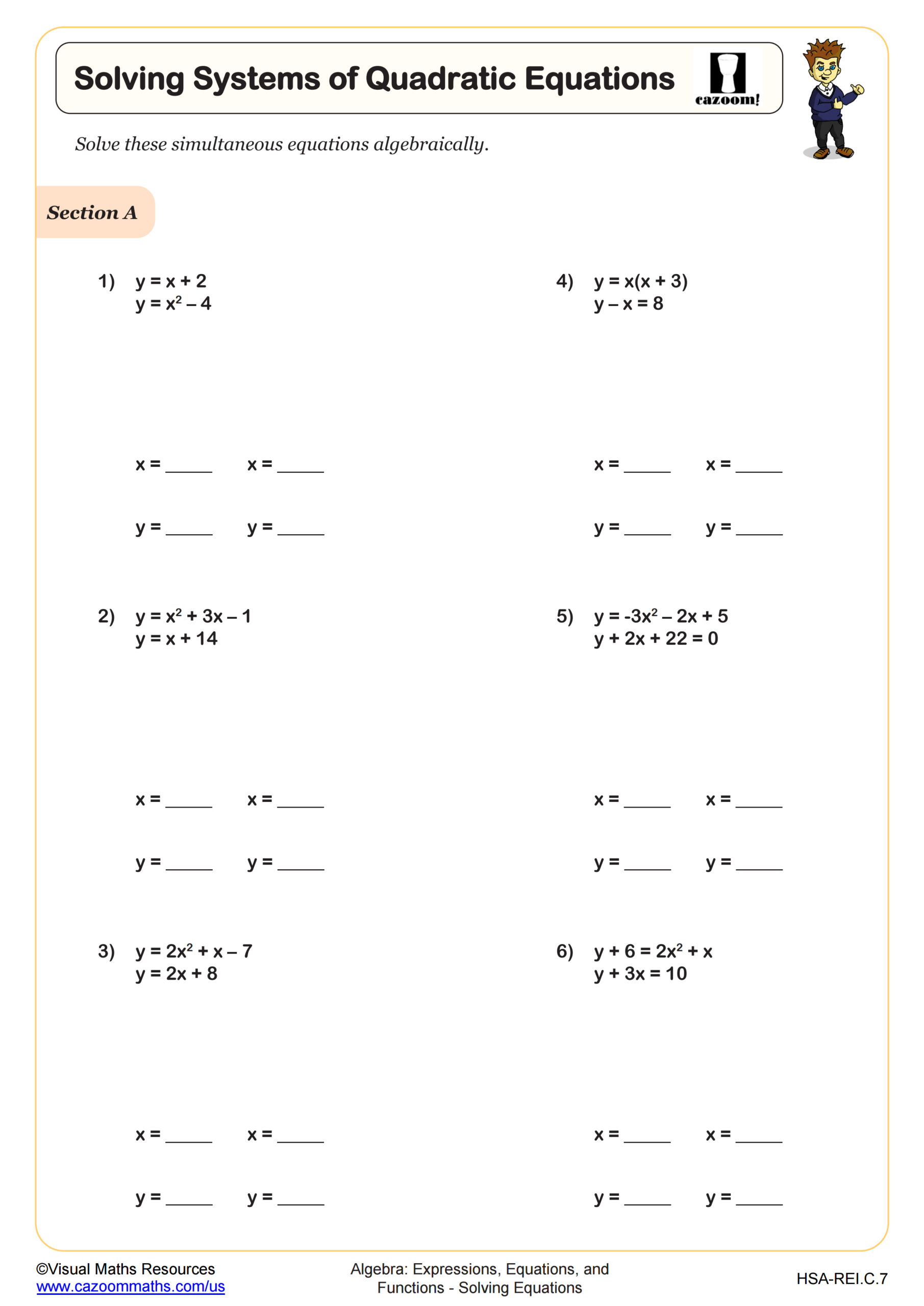 Preview of Solving Systems of Quadratic Equations