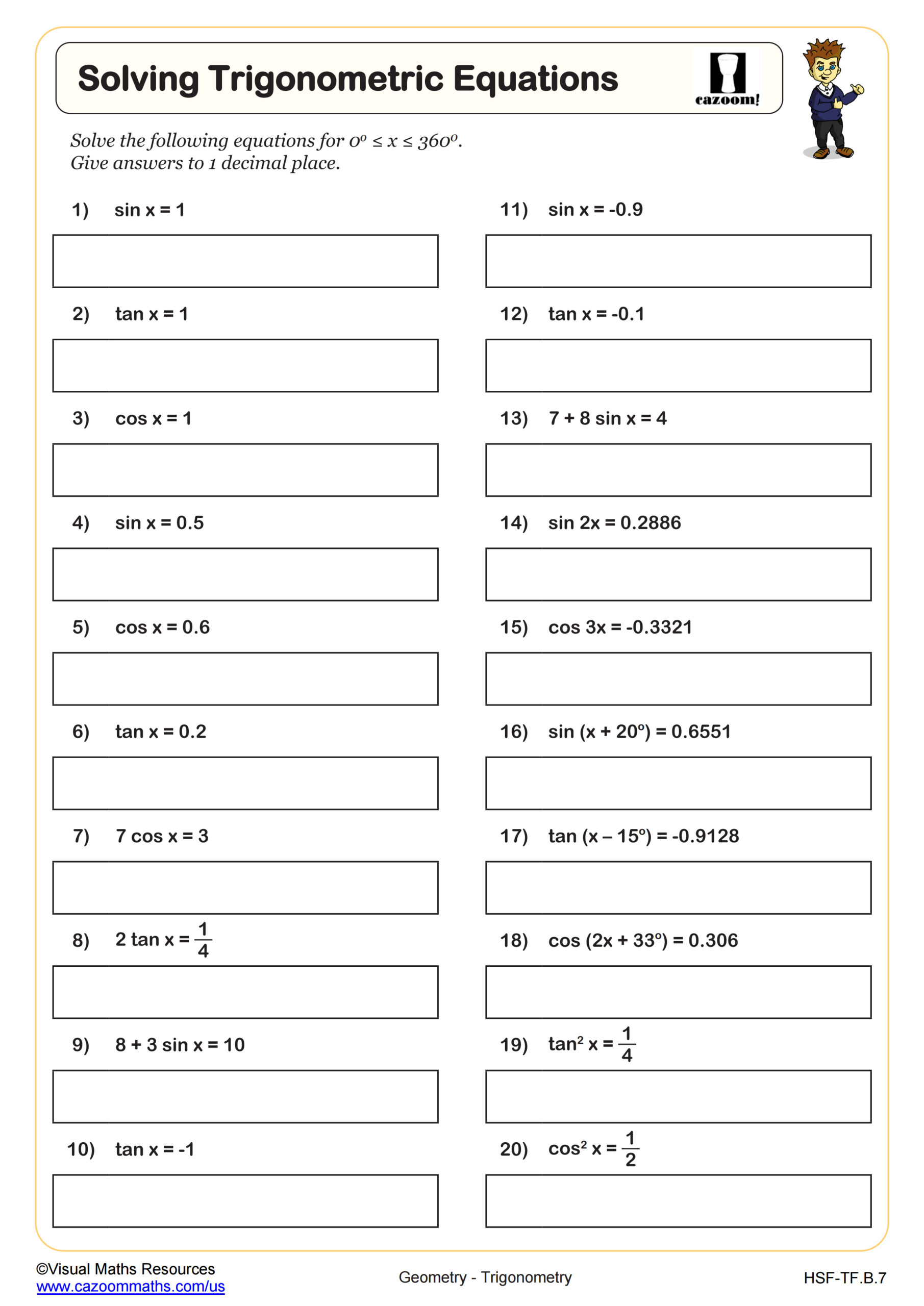 Preview of Solving Trigonometric Equations