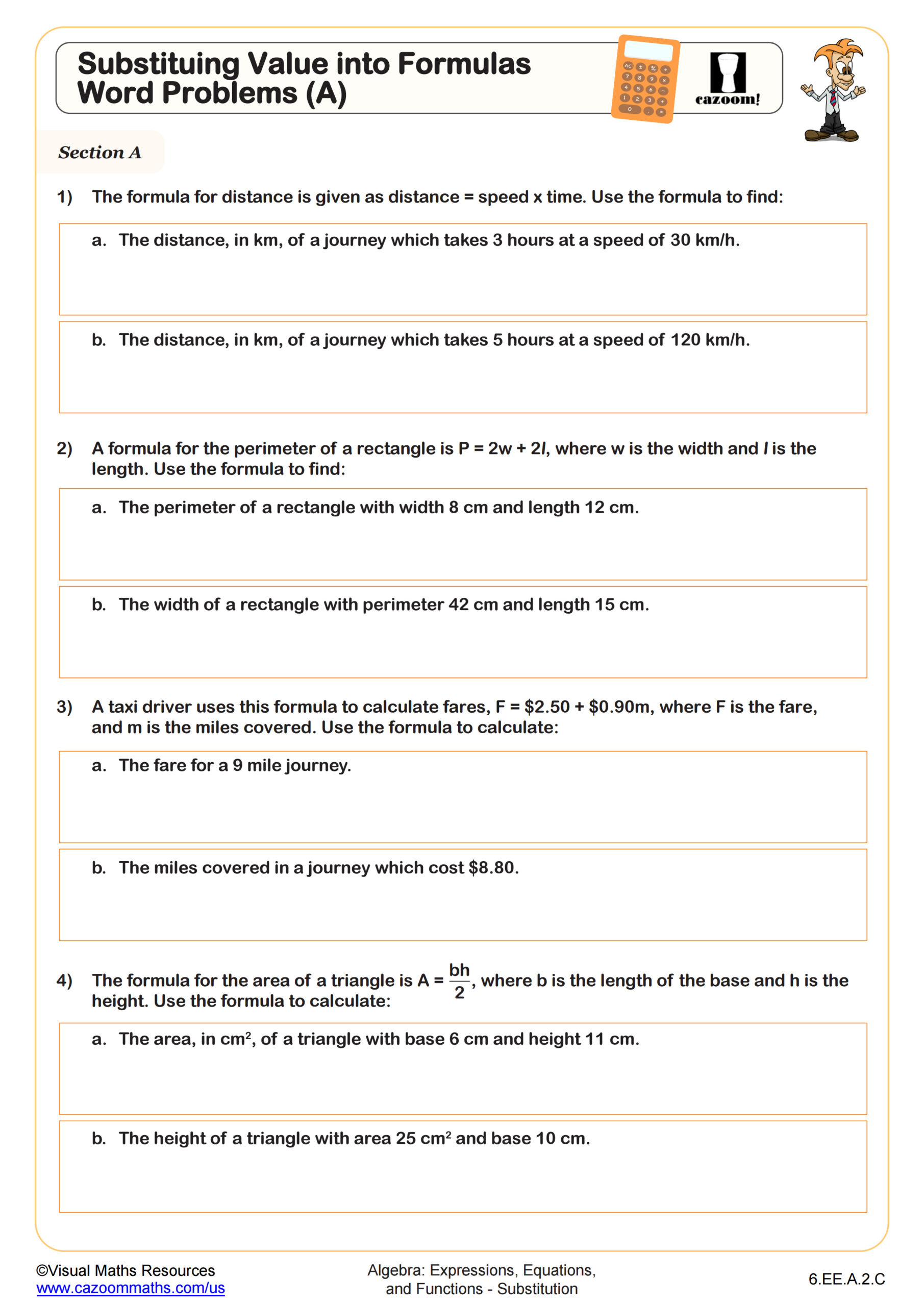 Substituting Into Formulae A Worded Problems Worksheet Scaled